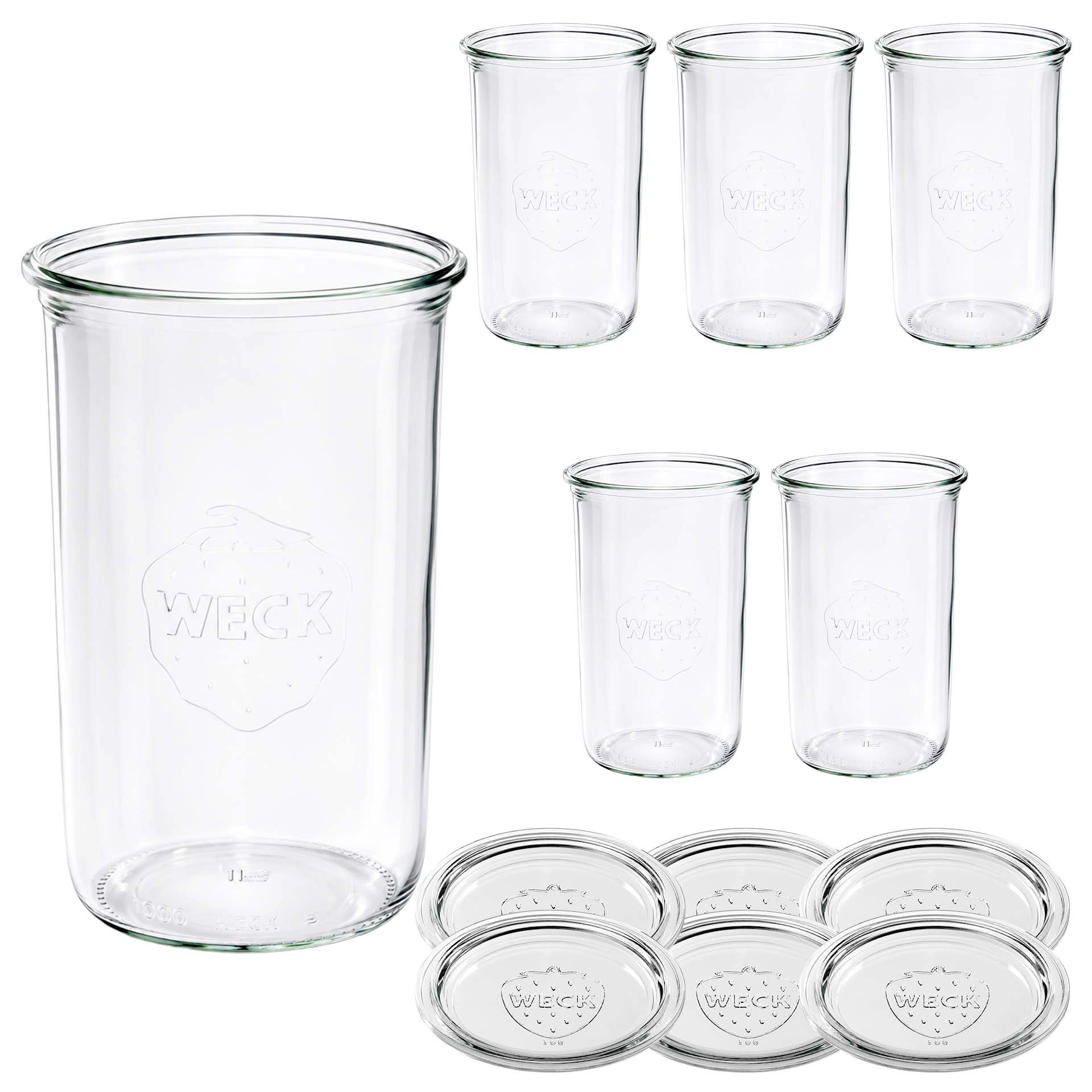 WECK-Sturzglas 1000 ml mit Glasdeckel, 6 Stück