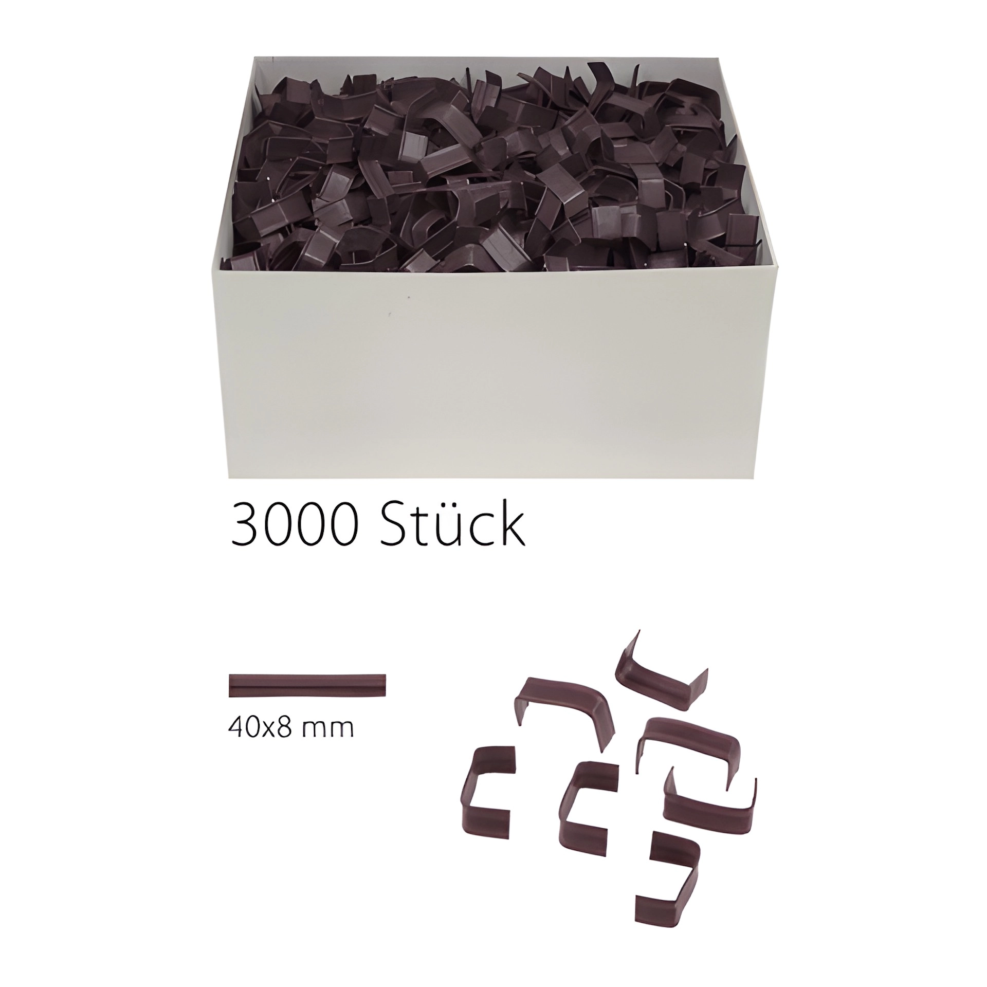 U-Clips 40 x 8 mm braun, 3000 Stück