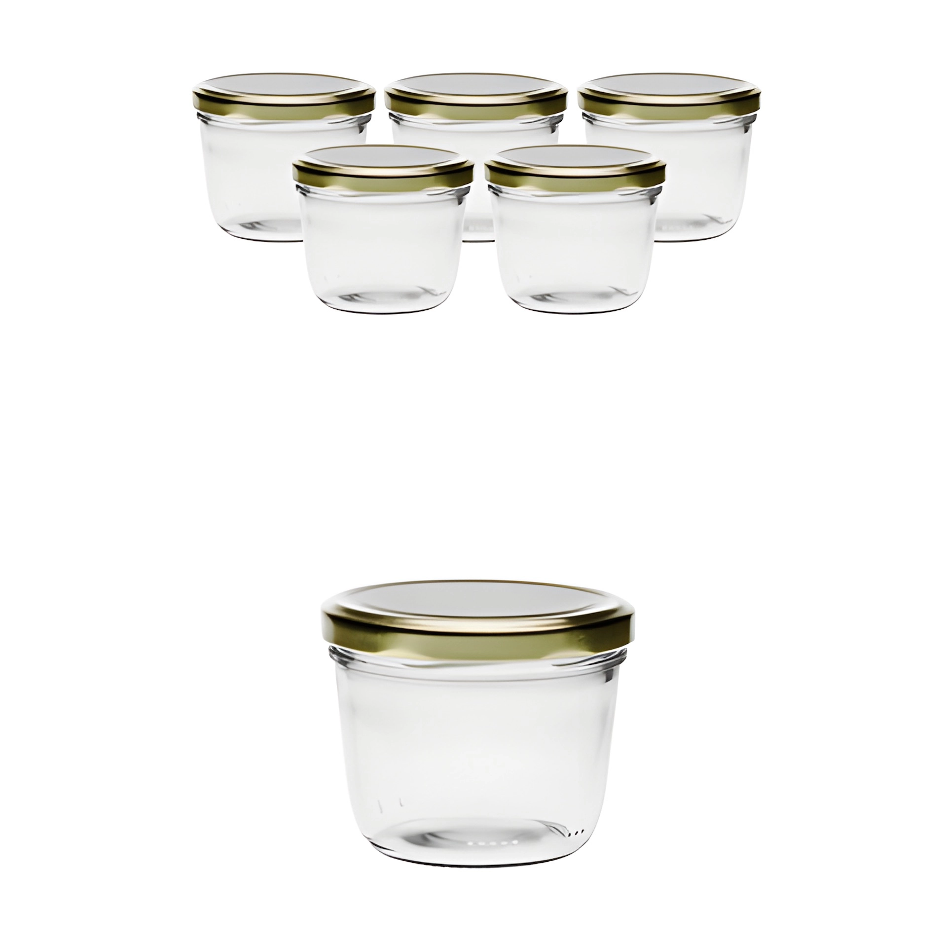 6er Set Sturzglas 230 ml mit Deckel gold