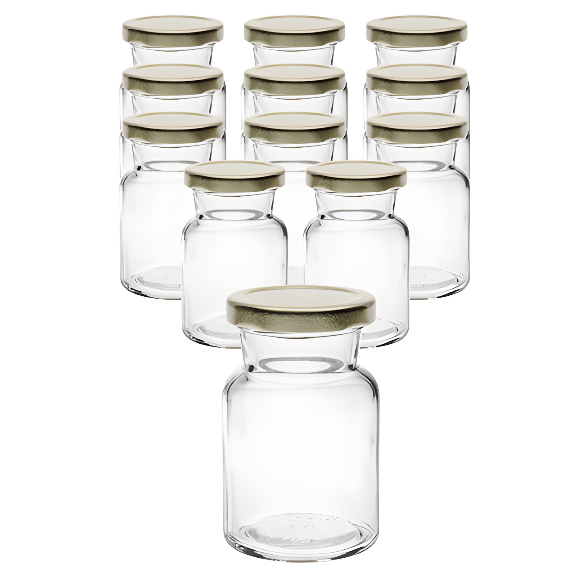 12er Set Rundglas 150 ml mit Deckel gold