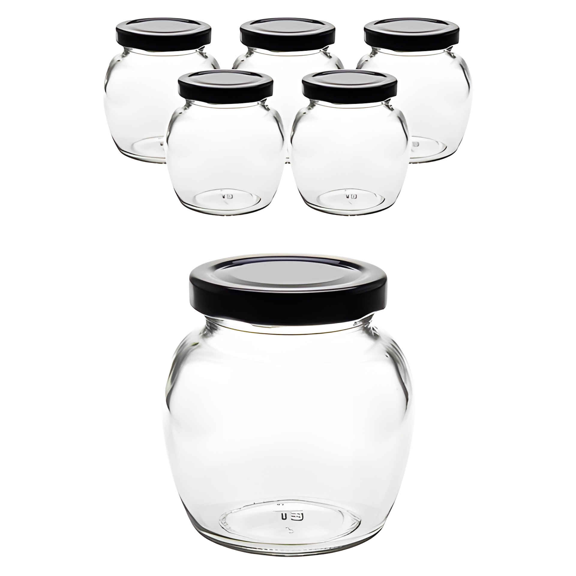 6er Set Schmuckglas 212 ml mit Deckel schwarz