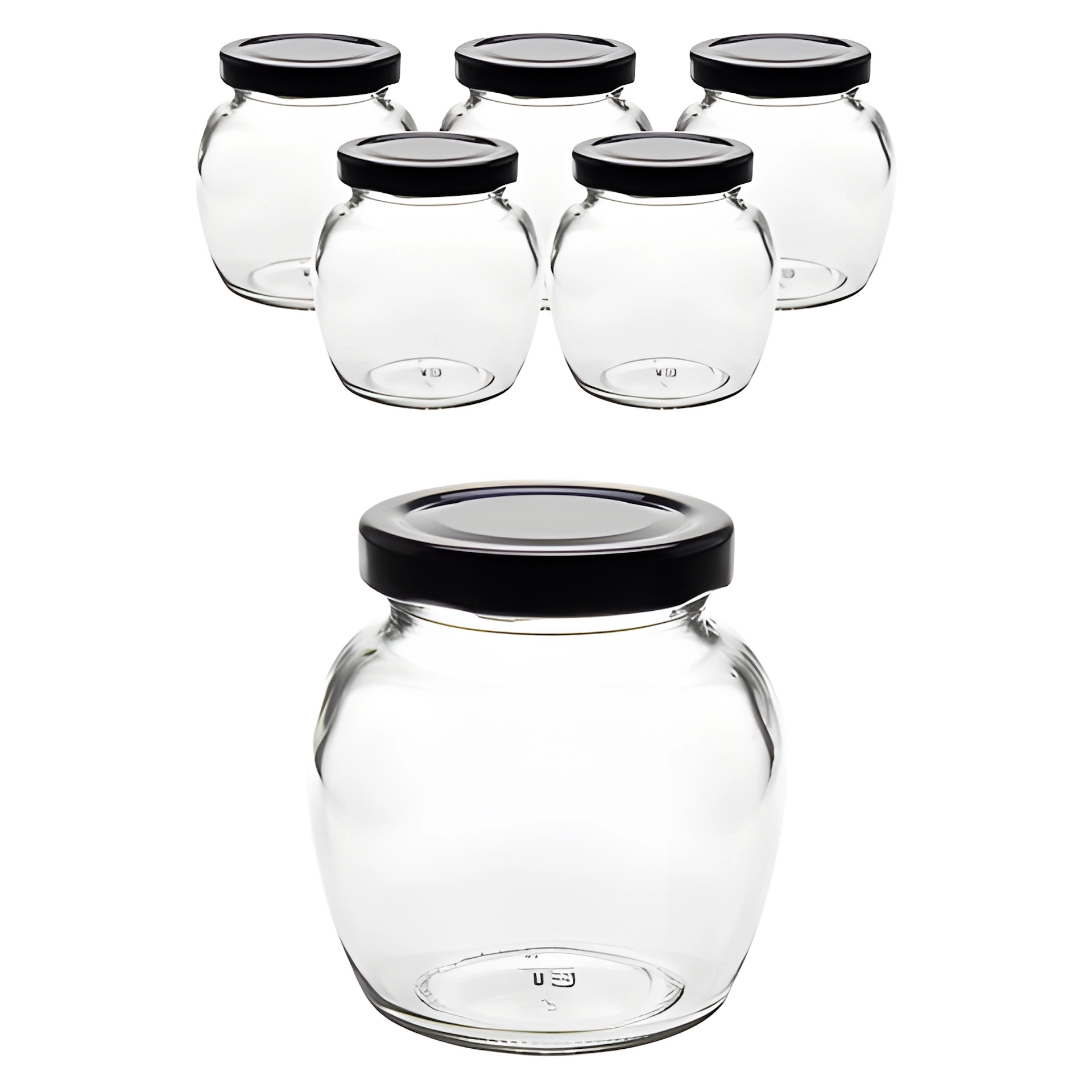 6er Set Schmuckglas 212 ml mit Deckel schwarz
