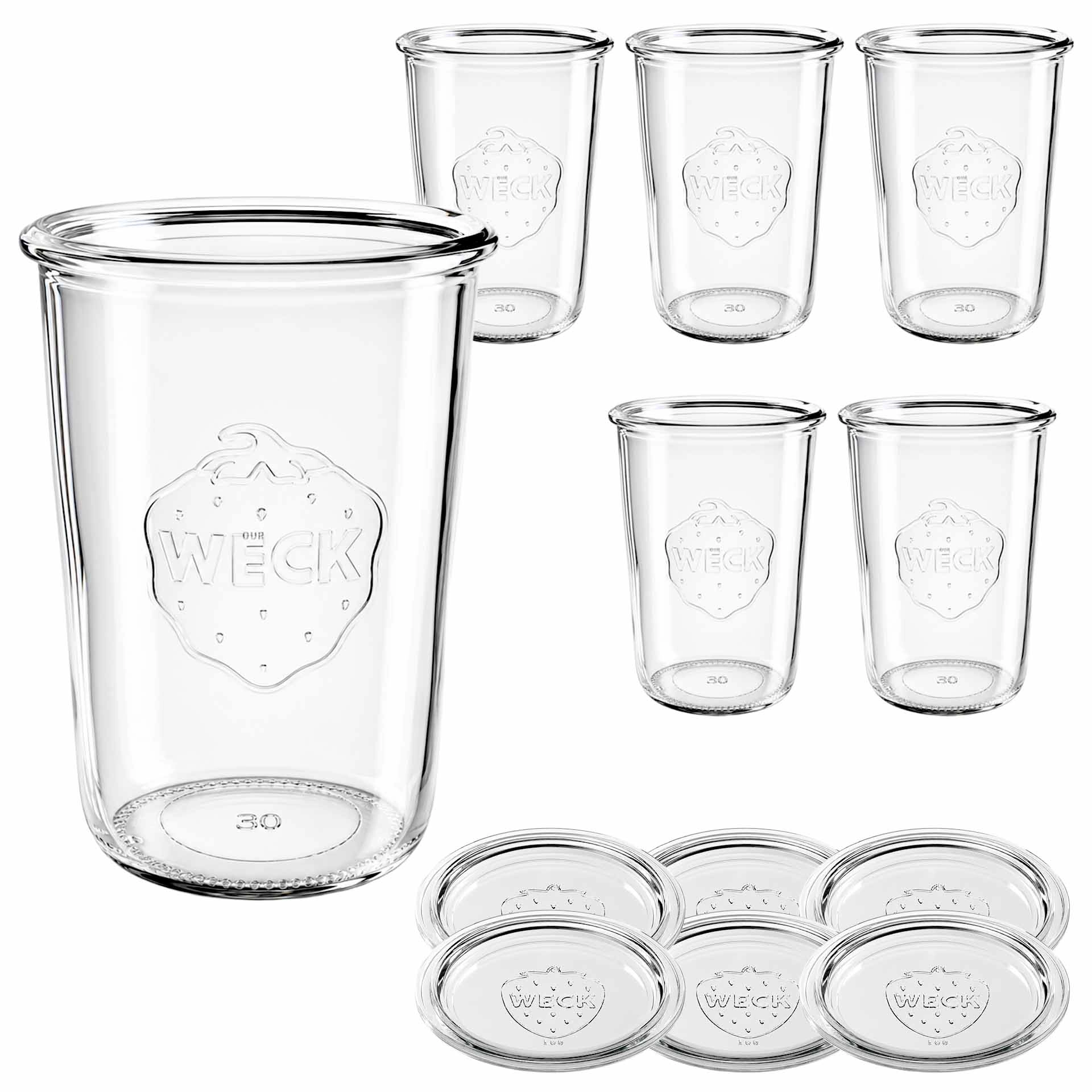 WECK-Sturzglas 850 ml mit Glasdeckel, 6 Stück