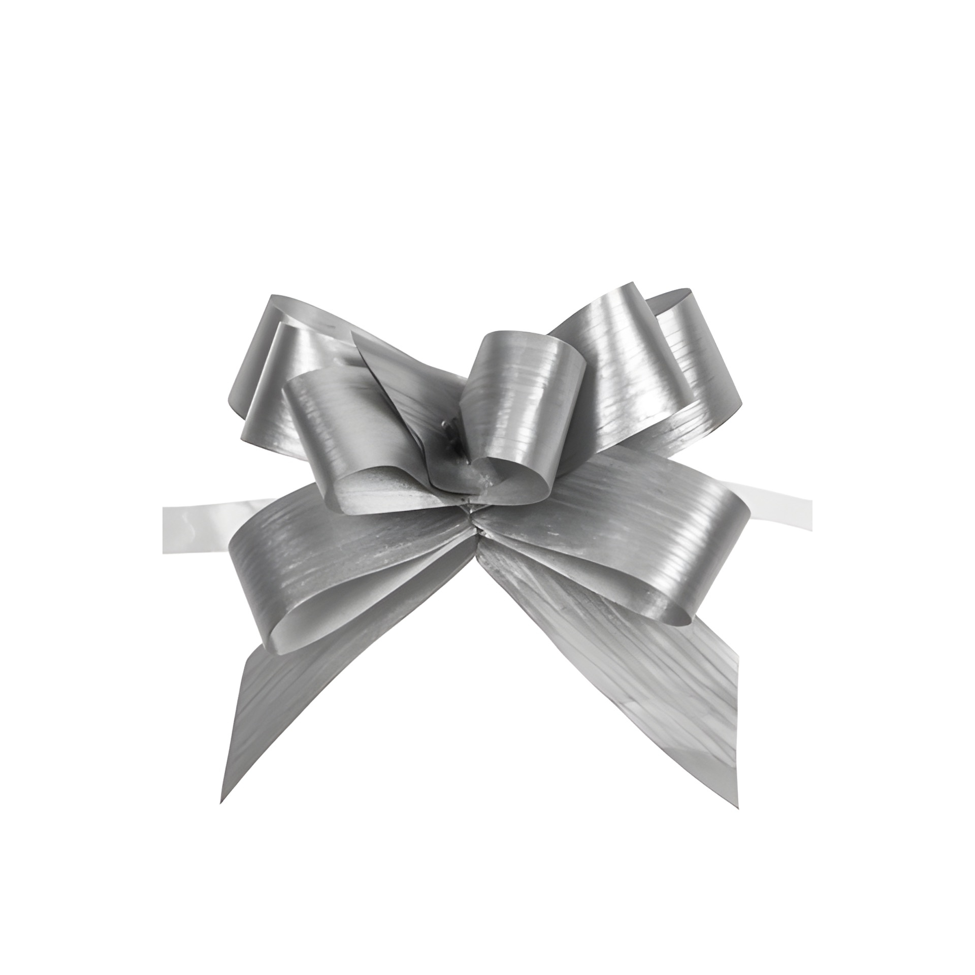 Ziehschleife Paperlook metallic ca. 50 mm, silber, 100 Stück