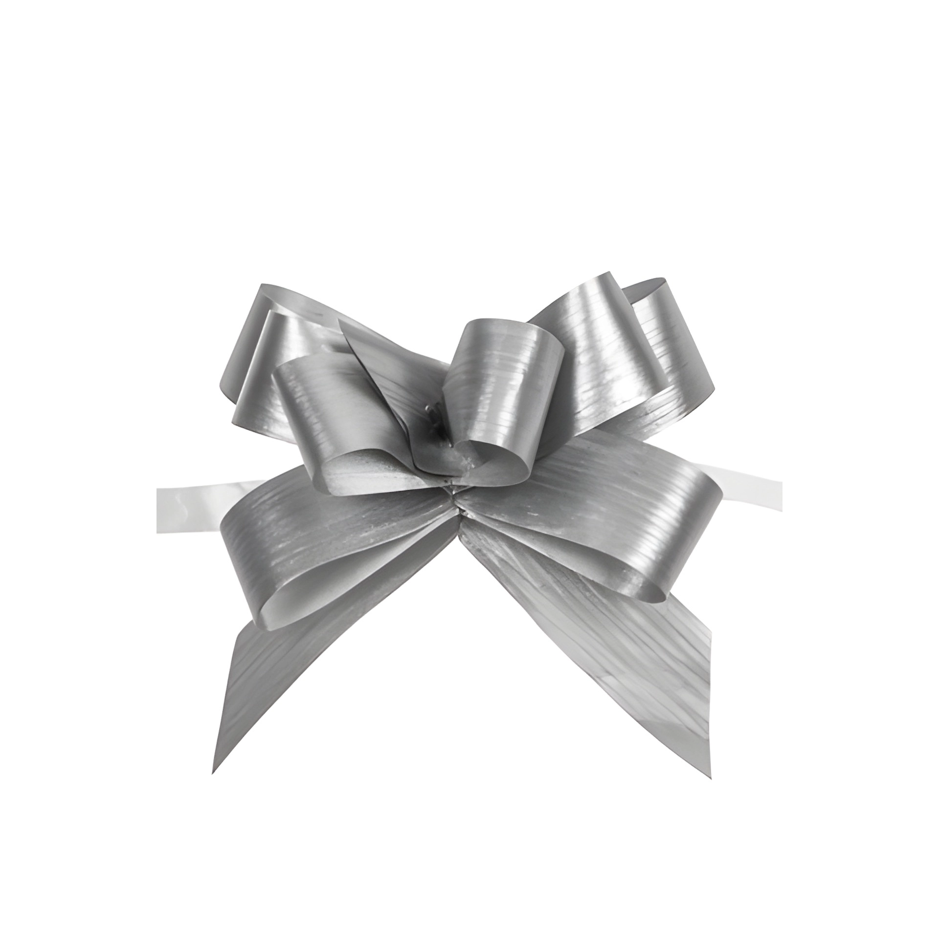 Ziehschleife Paperlook metallic ca. 50 mm, silber, 100 Stück