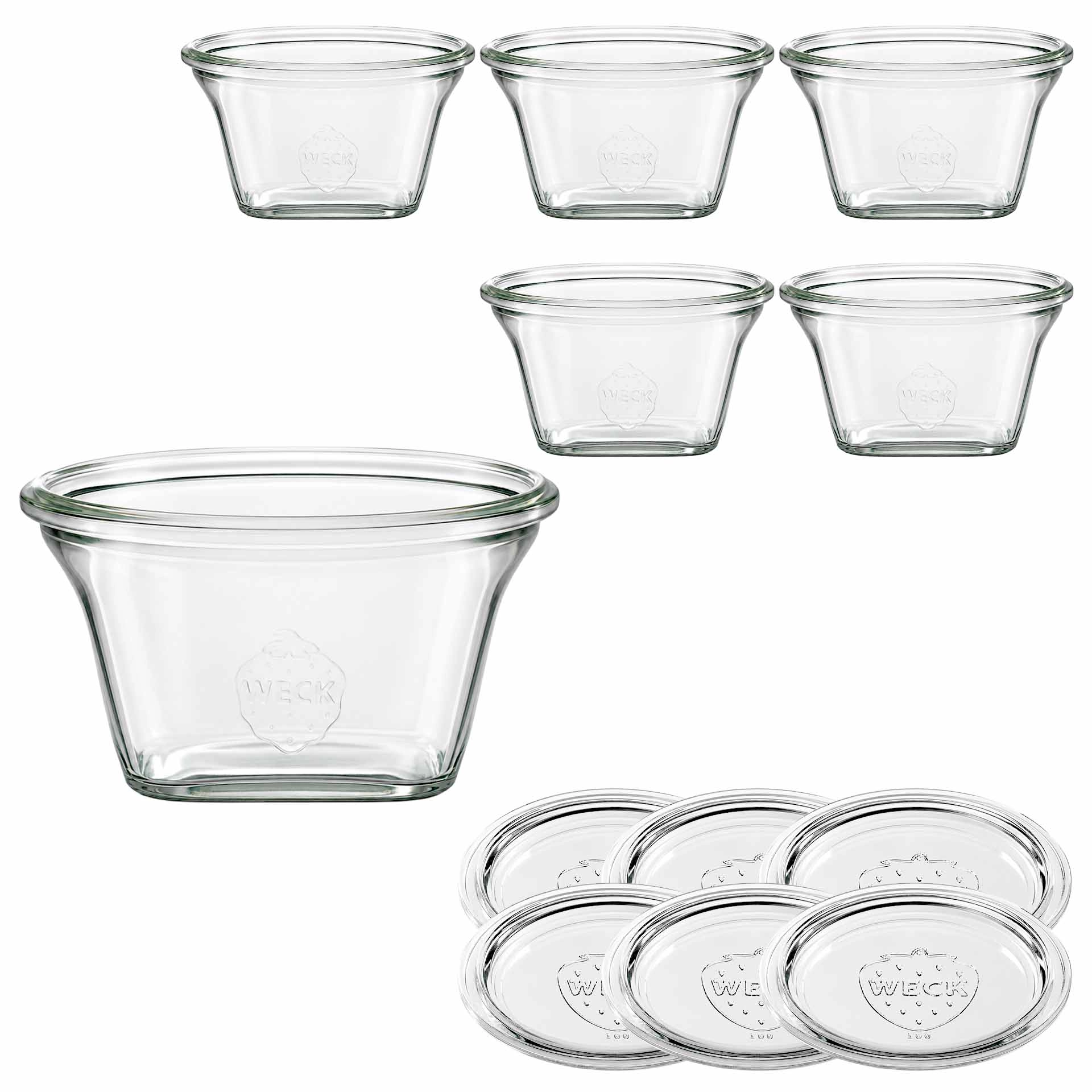 WECK-Quadroglas 290 ml mit Glasdeckel, 6 Stück