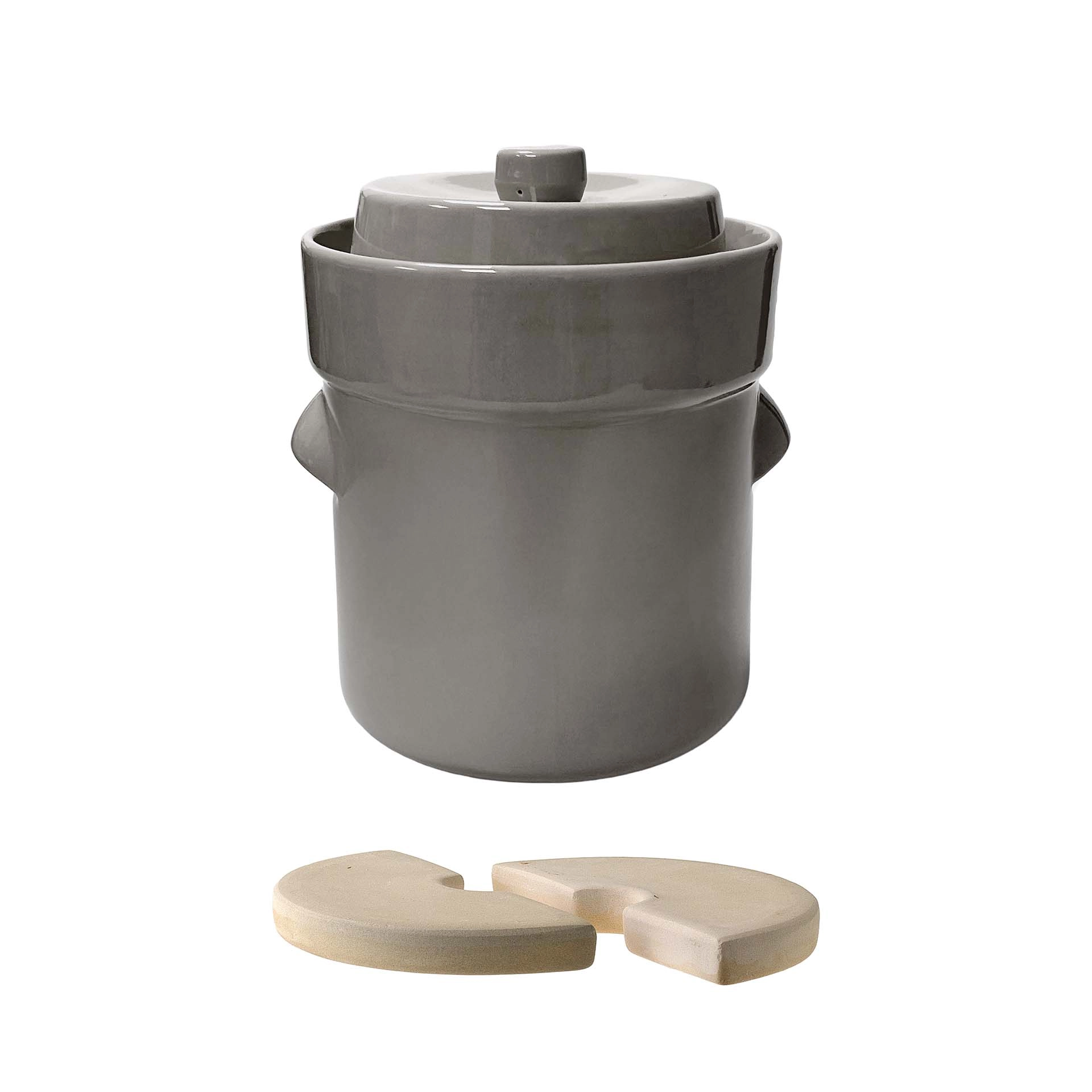 Gärtopf 5 Liter grau mit Beschwerungssteinen