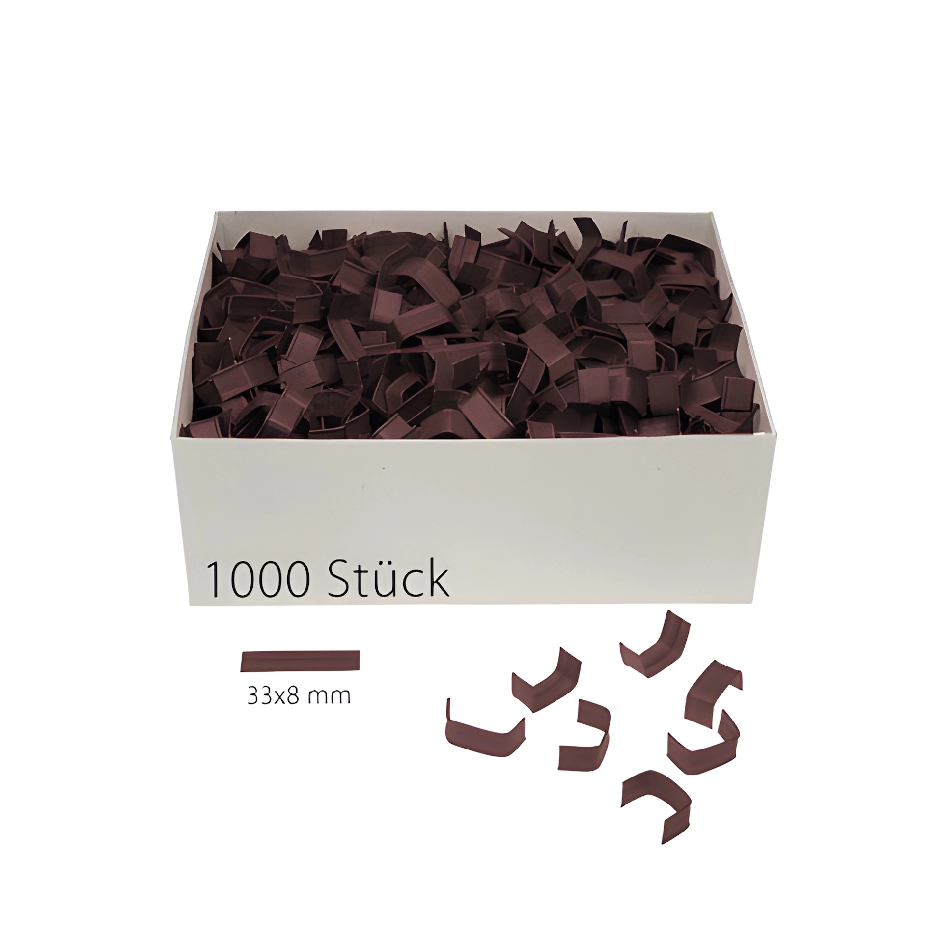 U-Clips 33 x 8 mm braun, 1000 Stück