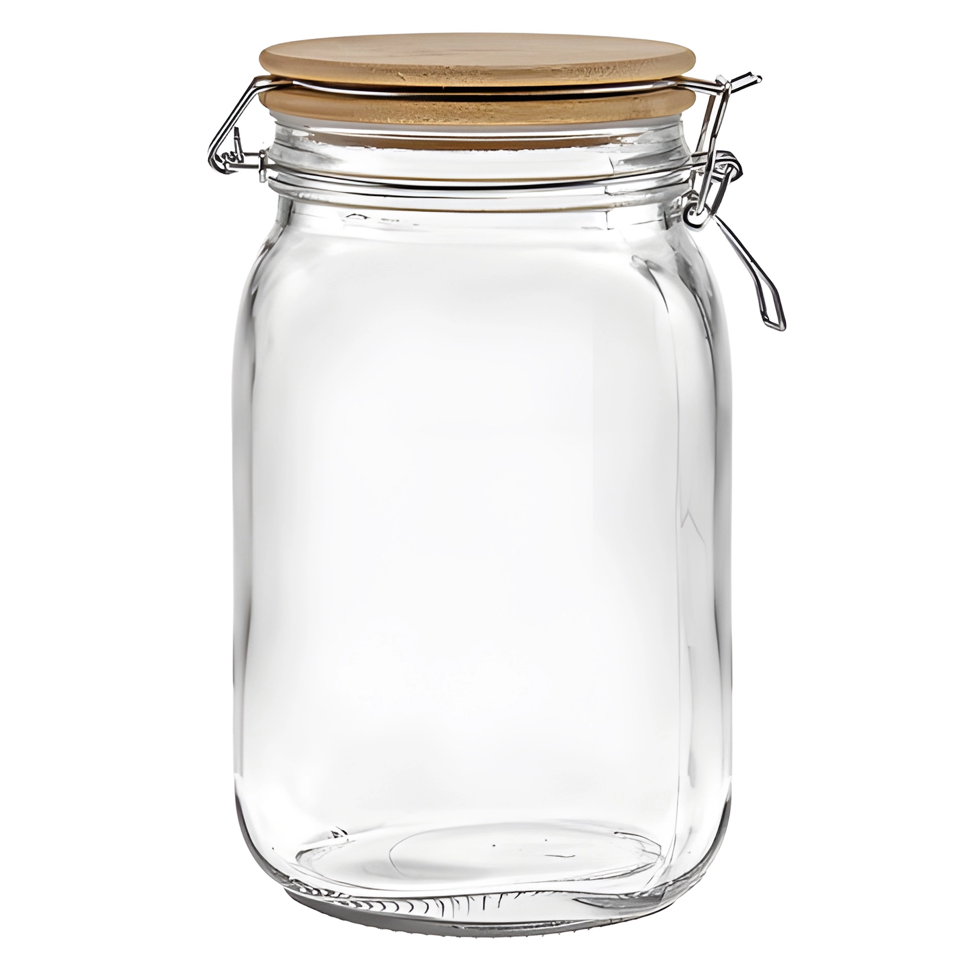 Bügelglas 1500 ml eckig mit Bambusdeckel