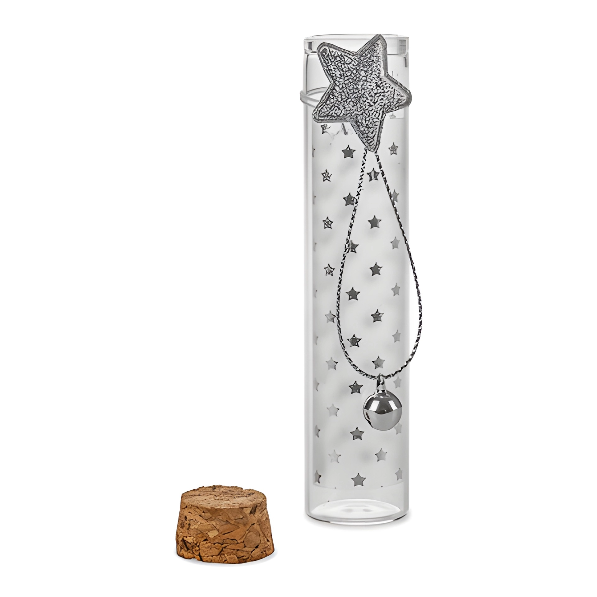 Glasröhrchen 'Stern' mit Glöckchen
