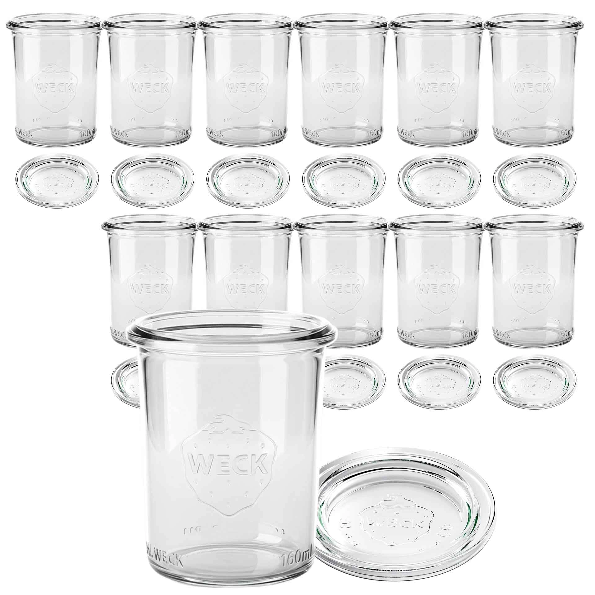 WECK-Sturzglas 160 ml mit Glasdeckel, 12 Stück