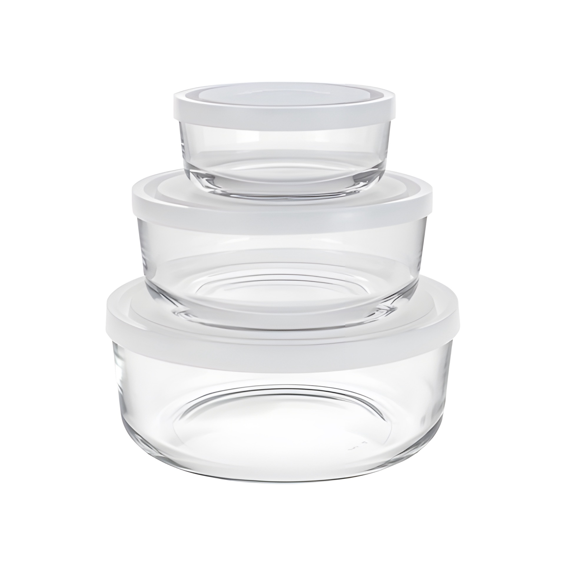 Glasschale 'Igloo' mit Deckel, weiß, 3er Set - 2. WAHL