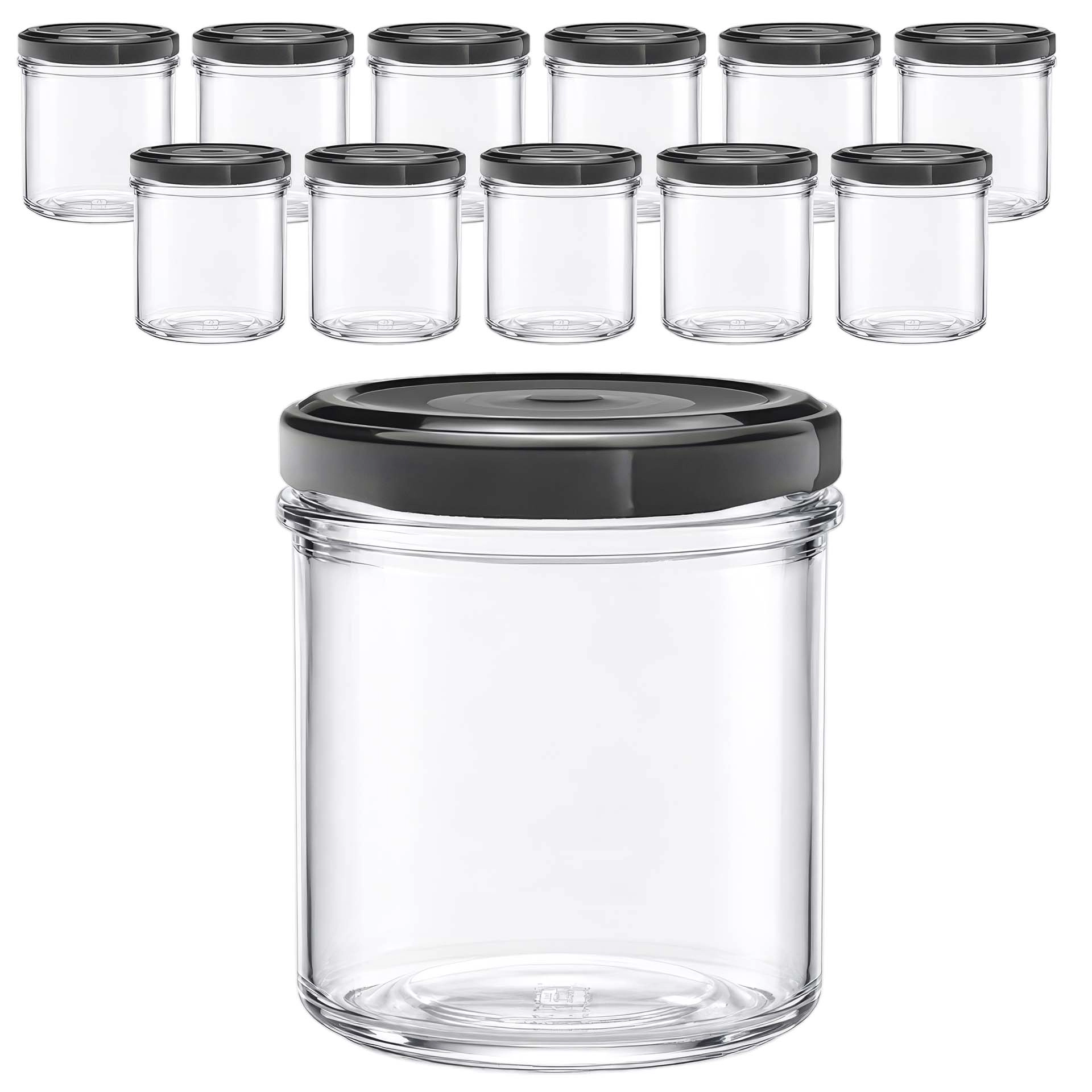 12er Set Sturzglas 167 ml mit Deckel schwarz