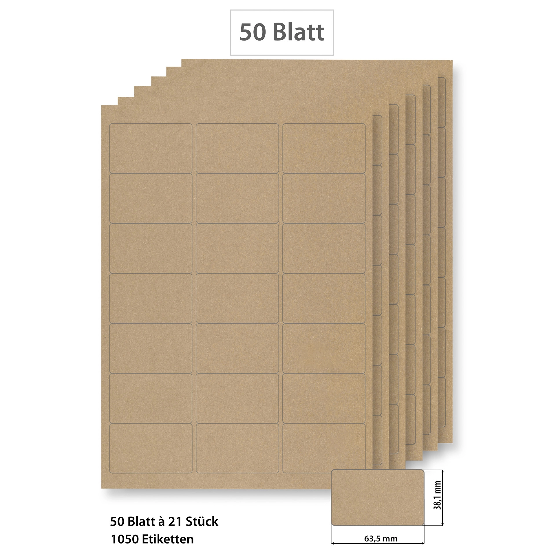 Steffis Etiketten 63,5 x 38,1 mm natur - 50 Blatt A4