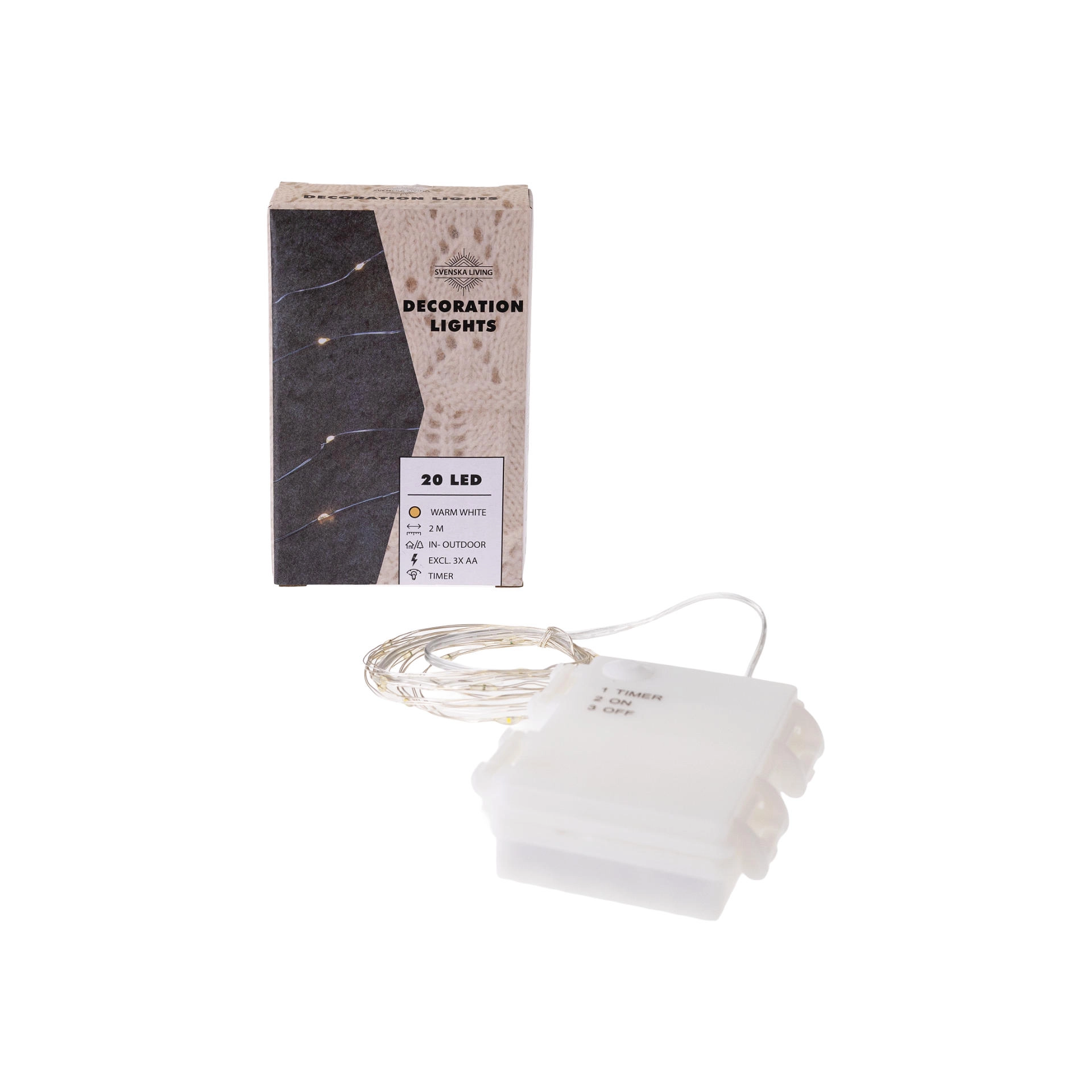 Lichterkette Outdoor 20 LEDs, warmweiß mit Timer