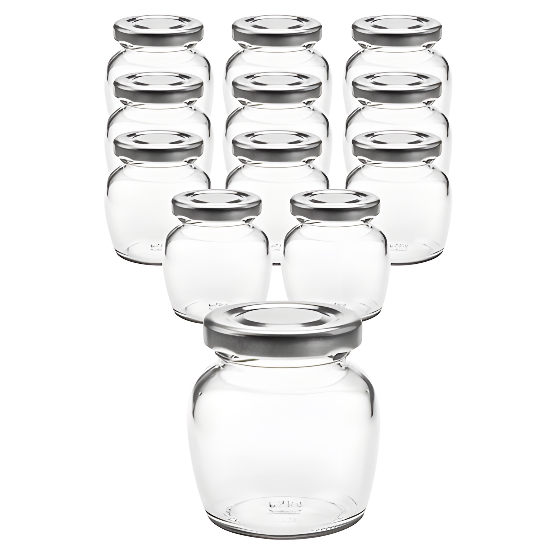 12er Set Schmuckglas 106 ml mit Deckel silber