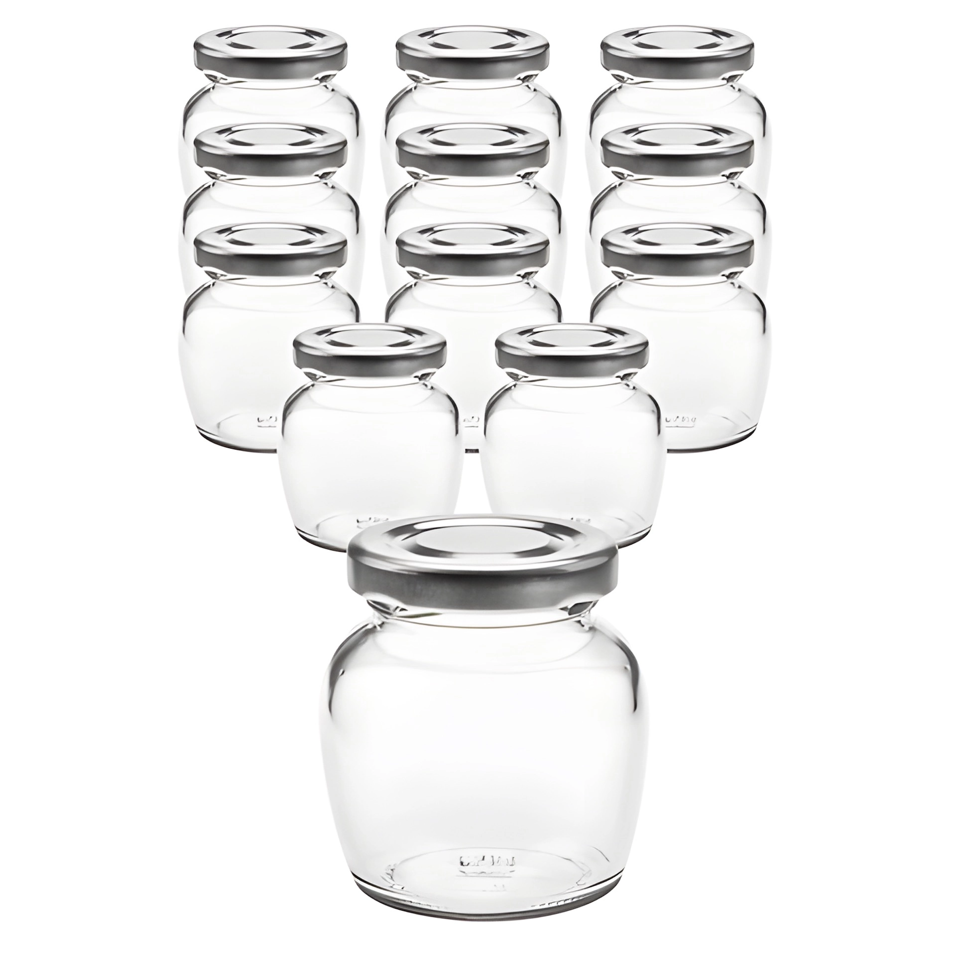 12er Set Schmuckglas 106 ml mit Deckel silber