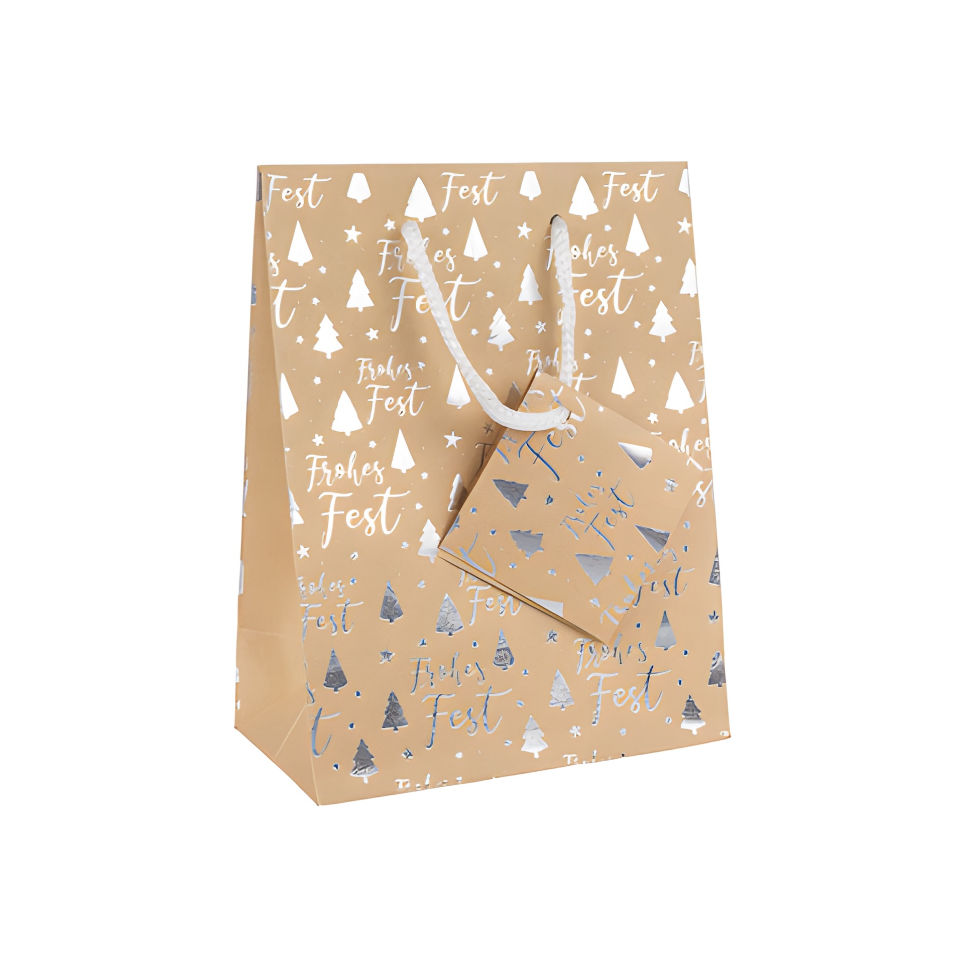 Geschenktüte 'Frohes Fest' silber, klein