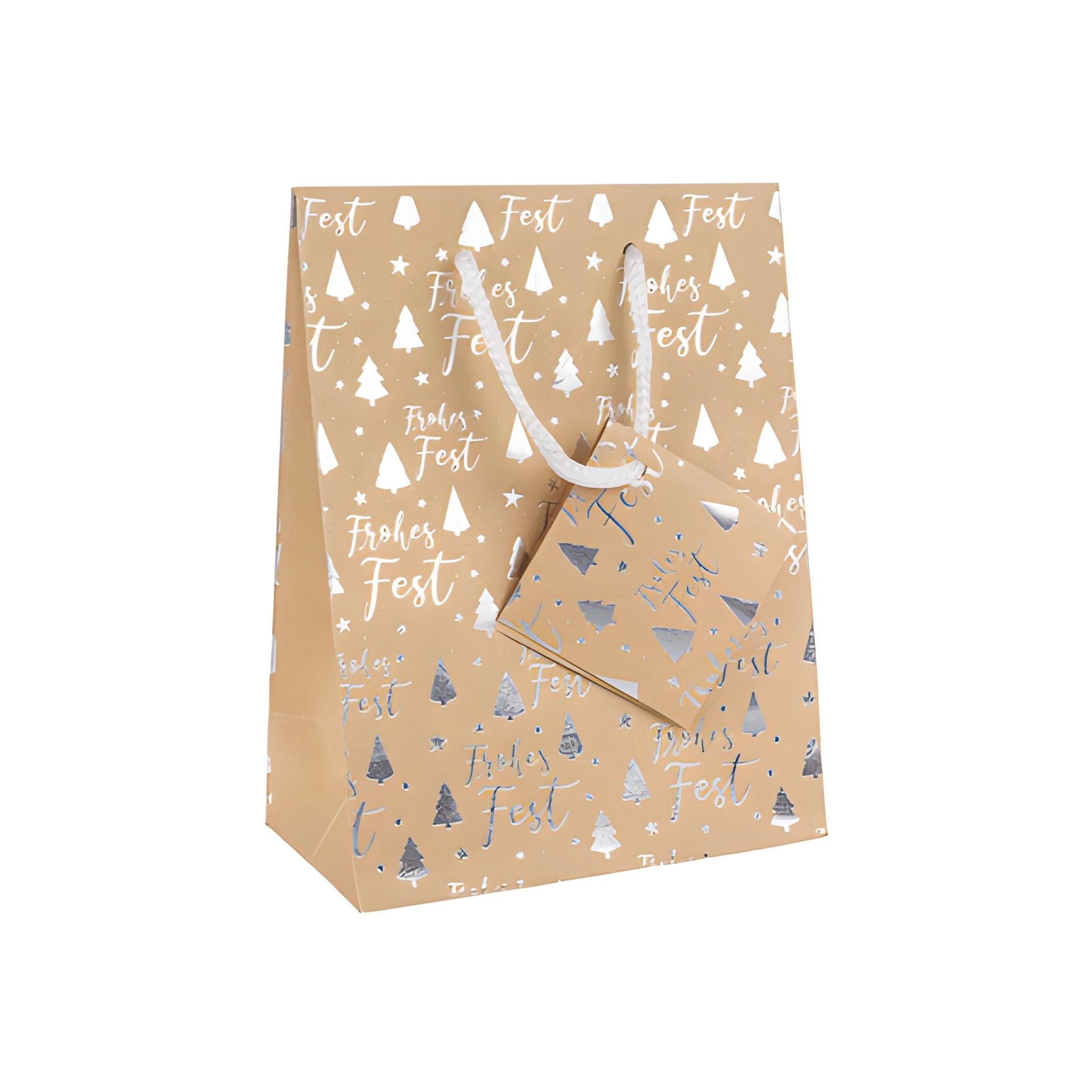 Geschenktüte 'Frohes Fest' silber, klein
