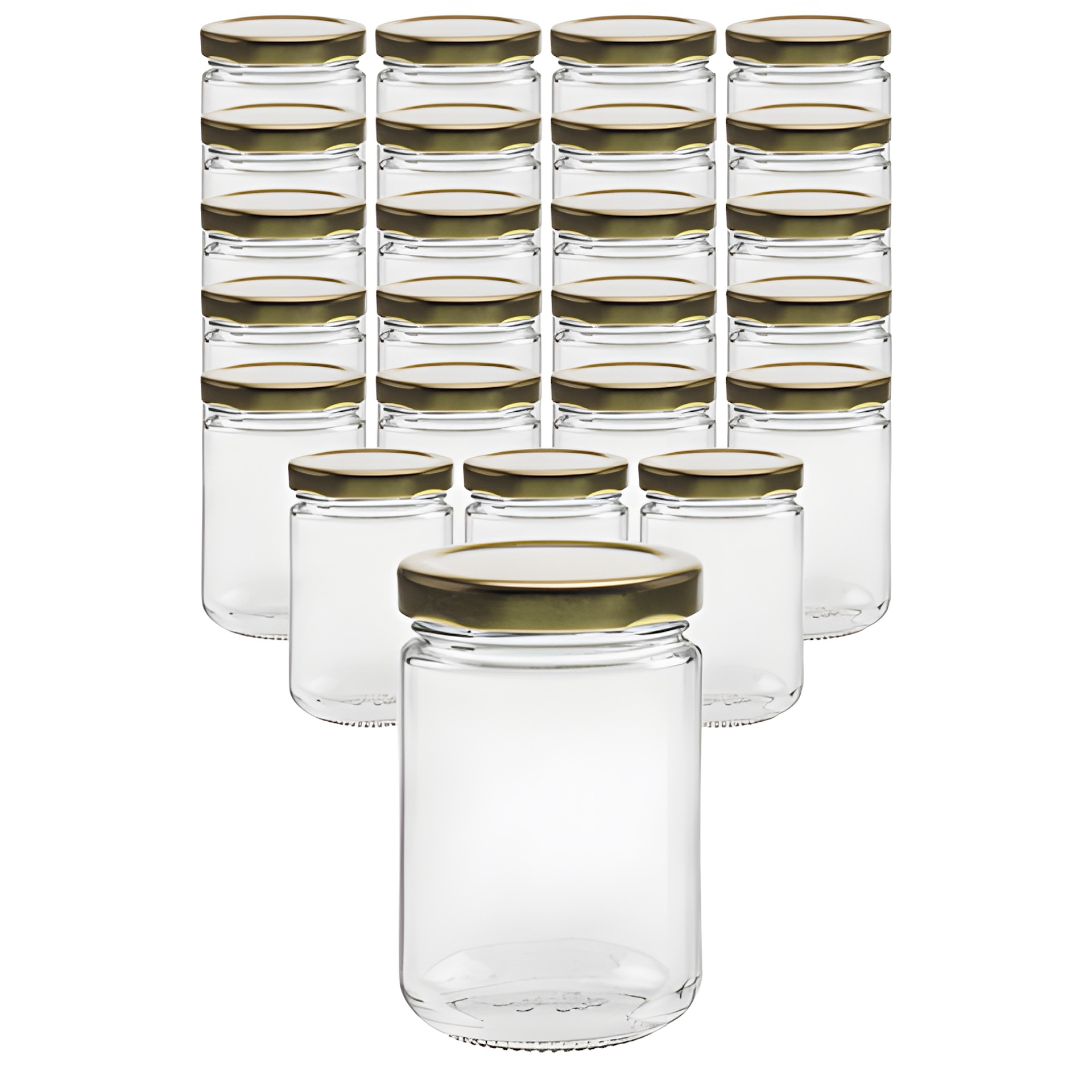 24er Set Rundglas 159 ml mit Deckel gold