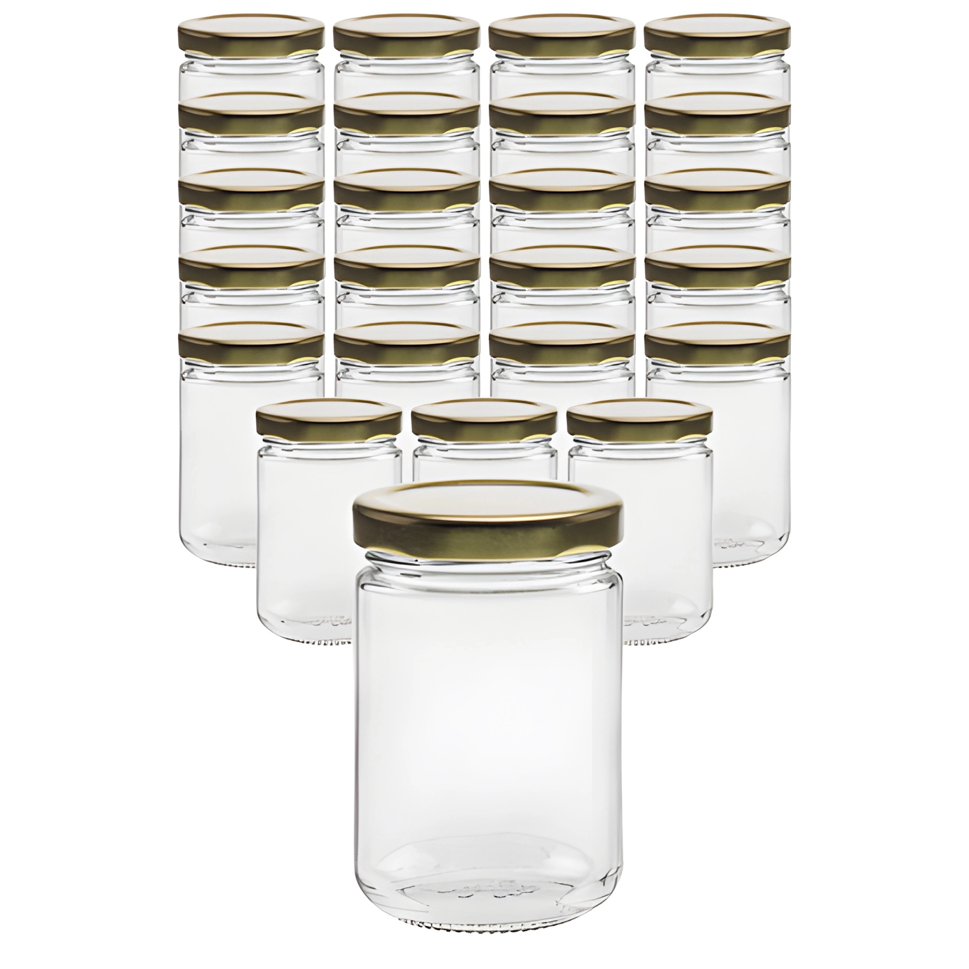 24er Set Rundglas 159 ml mit Deckel gold