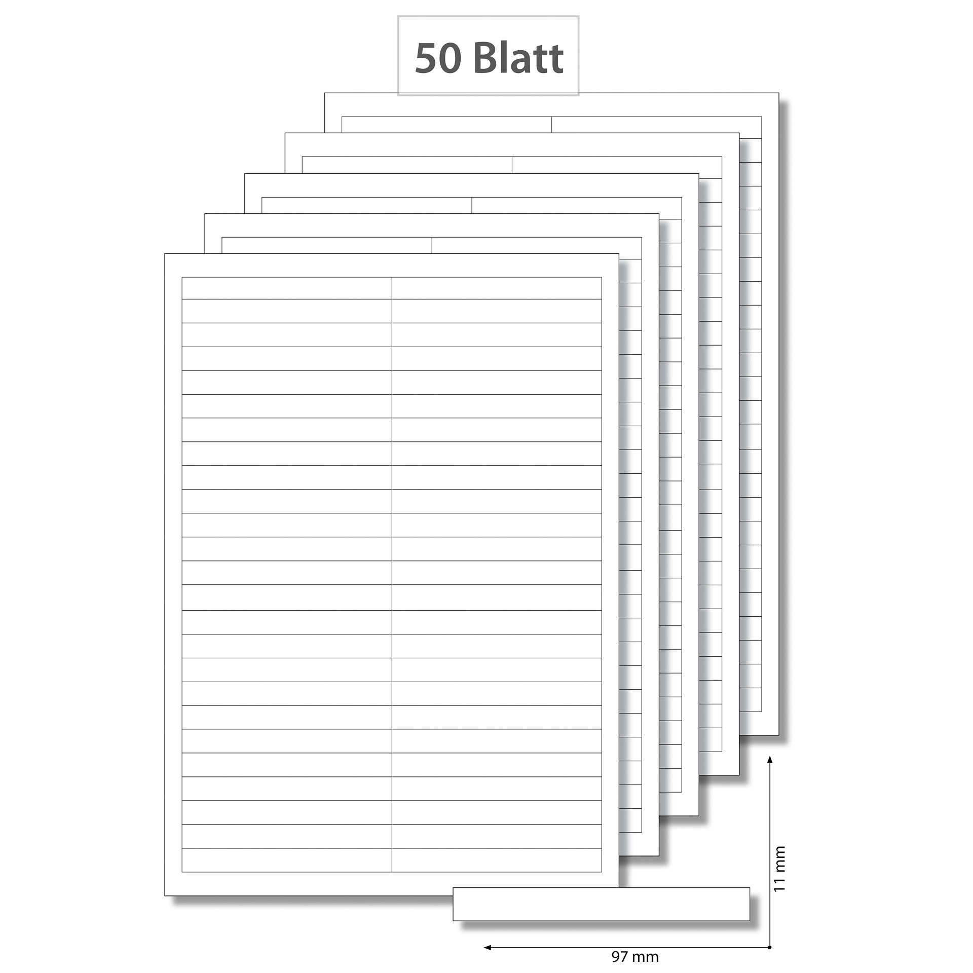 Siegeletiketten 97 x 11 mm weiß - 50 Blatt A4