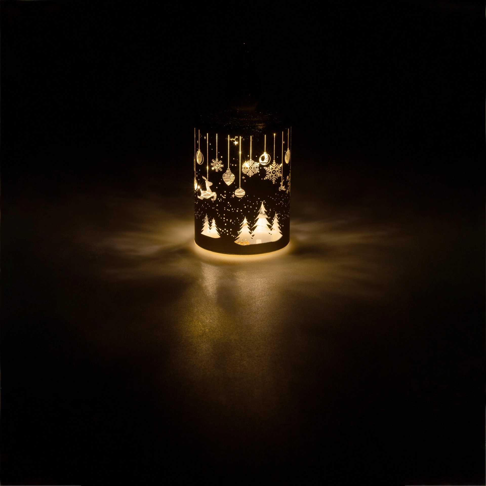LED-Licht 'Kerze mit Weihnachtsmotiven' 15 cm, gold, 10 LEDs