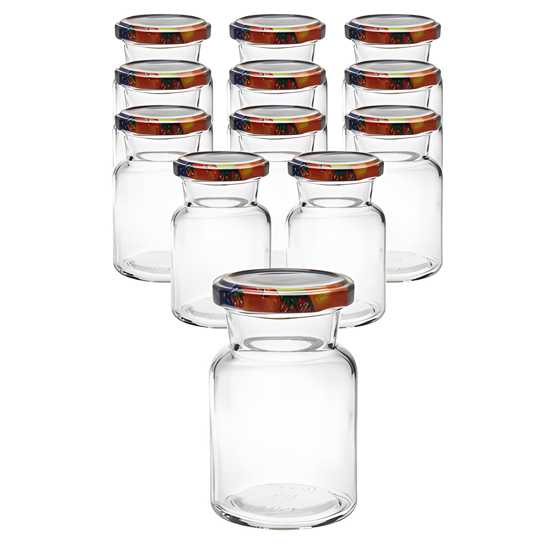 12er Set Rundglas 150 ml mit Deckel Obstdekor