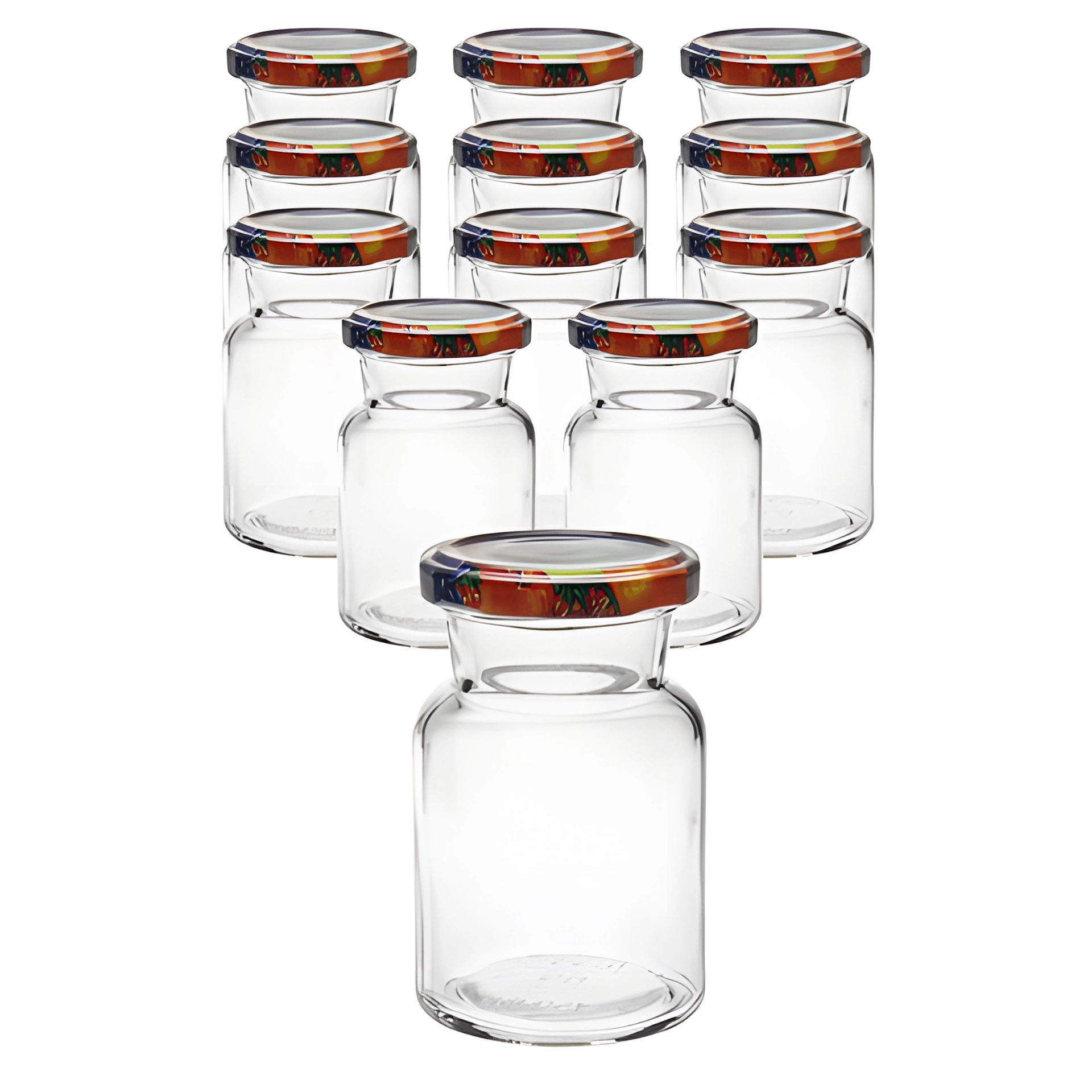 12er Set Rundglas 150 ml mit Deckel Obstdekor