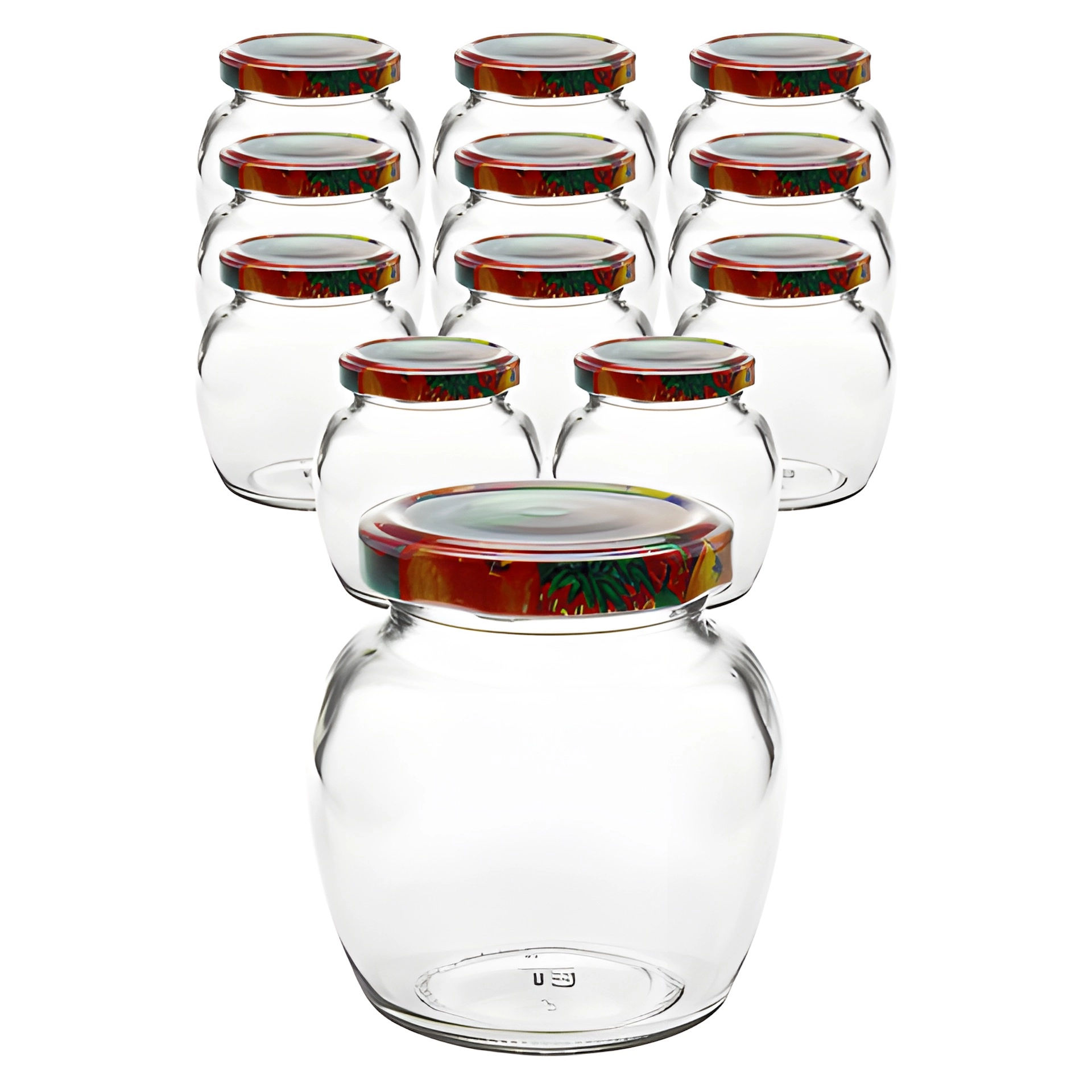 12er Set Schmuckglas 212 ml mit Deckel Obstdekor