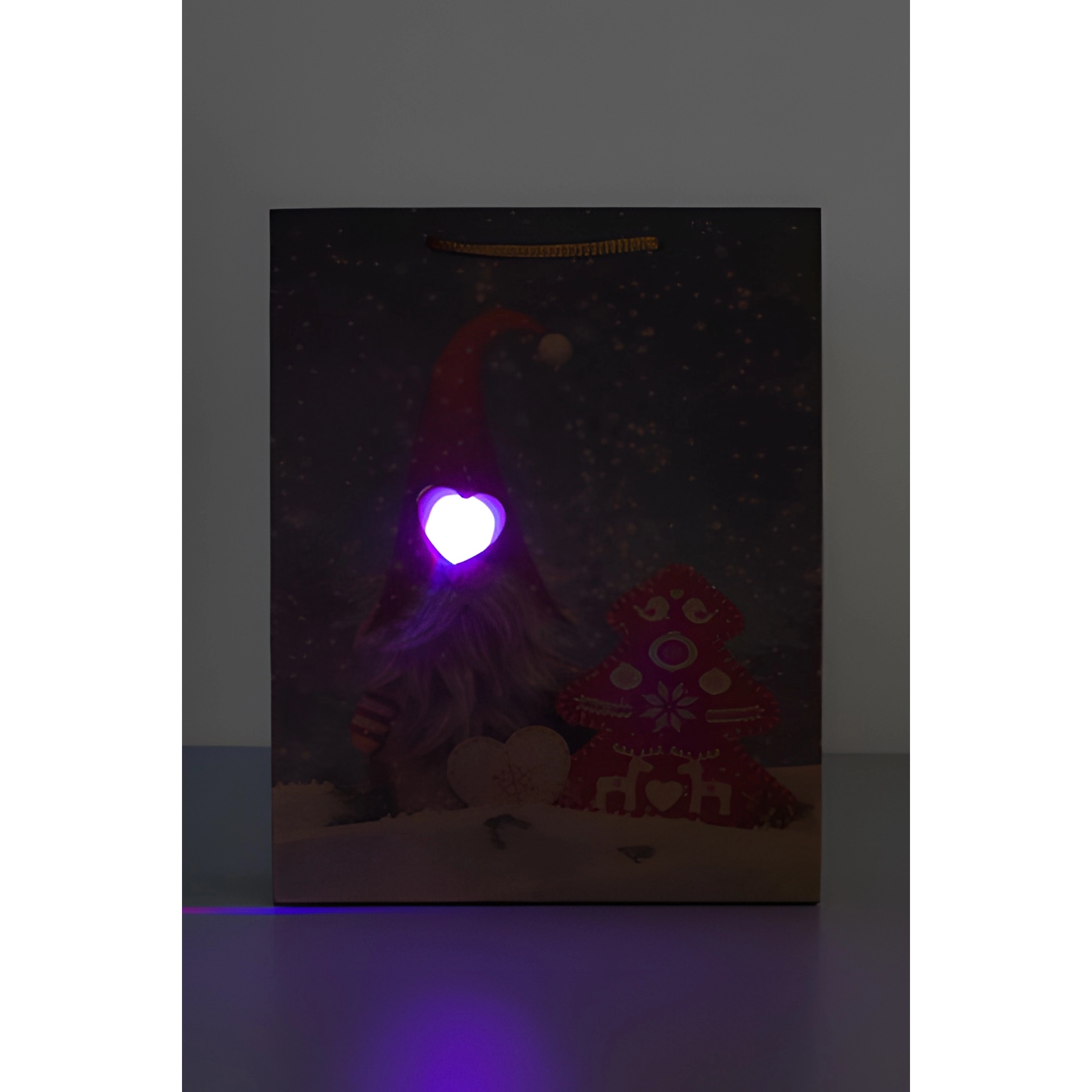 Geschenktüte 'Weihnachtswichtel' mit LED, mittel