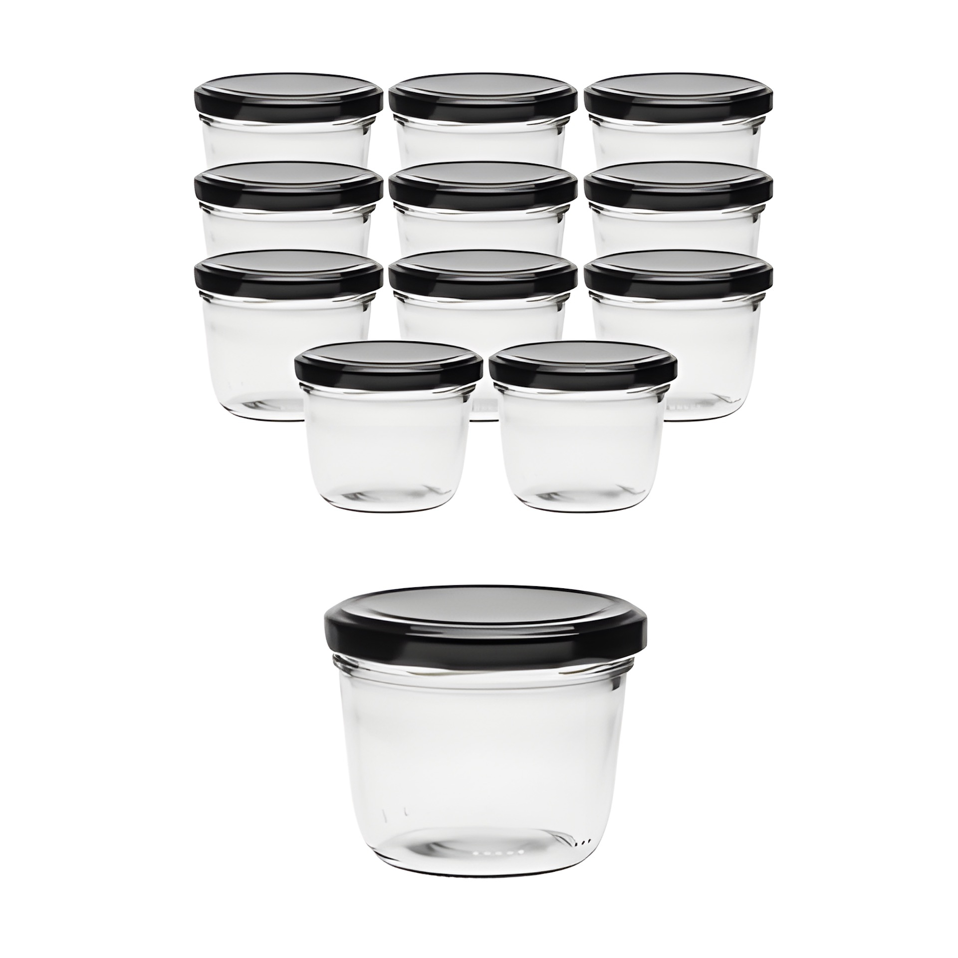 12er Set Sturzglas 230 ml mit Deckel schwarz