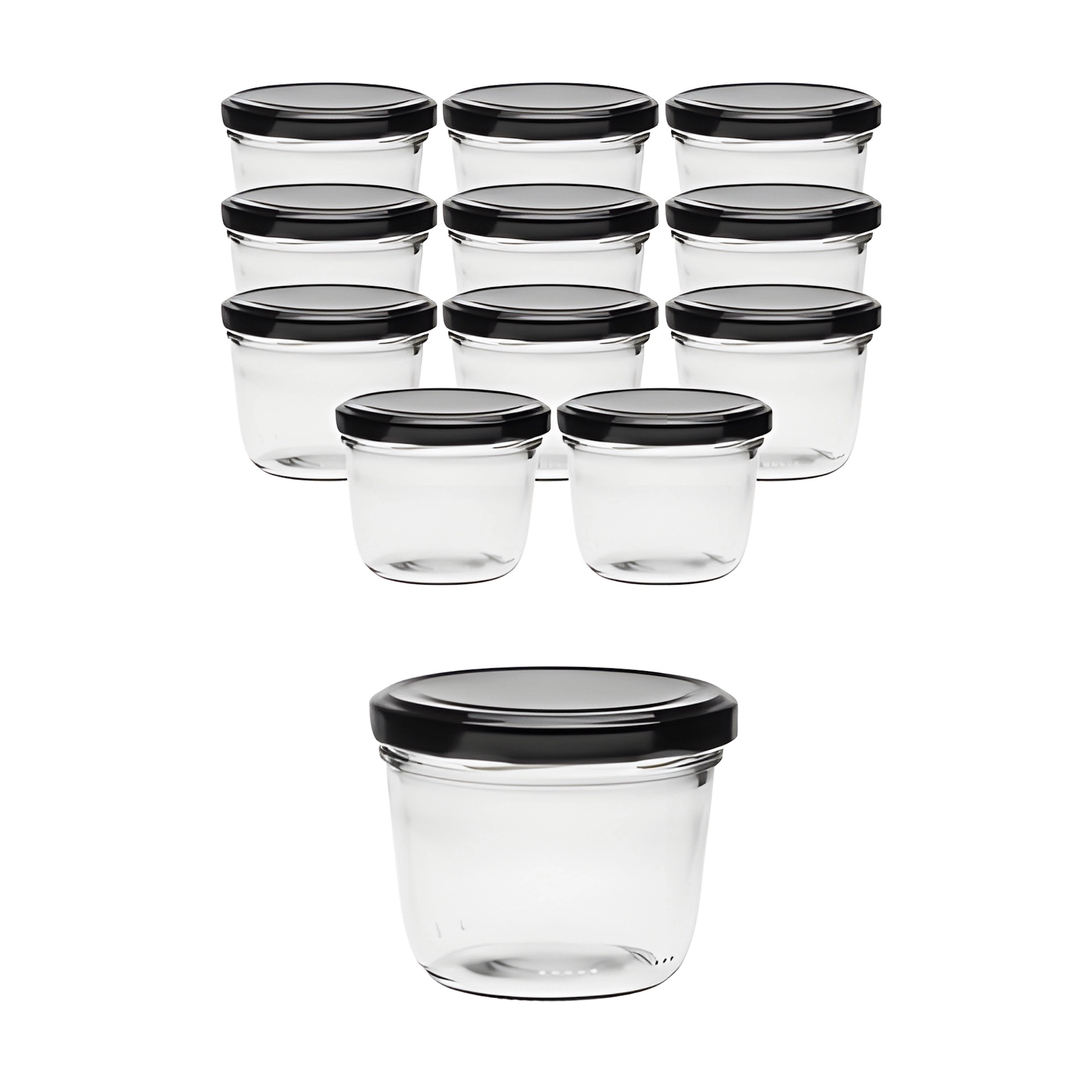 12er Set Sturzglas 230 ml mit Deckel schwarz