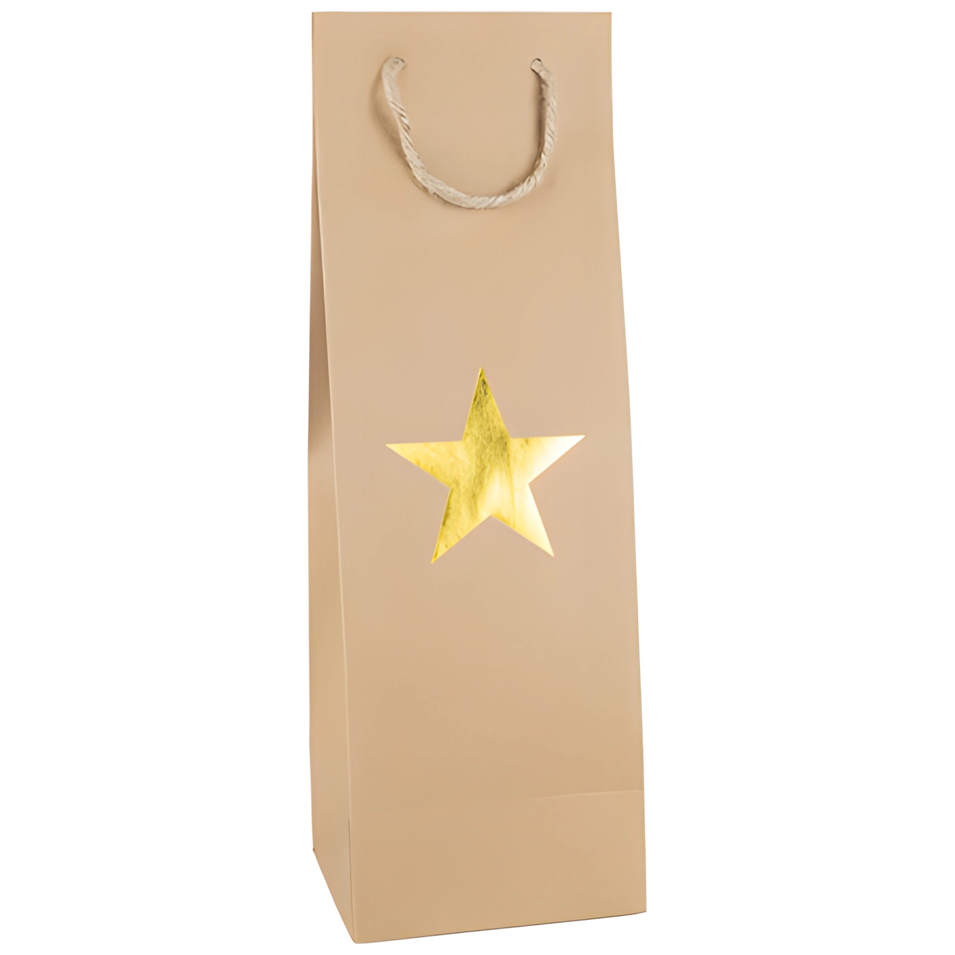 Flaschentasche 'Stern' gold metallic, 12 x 10 x 36 cm