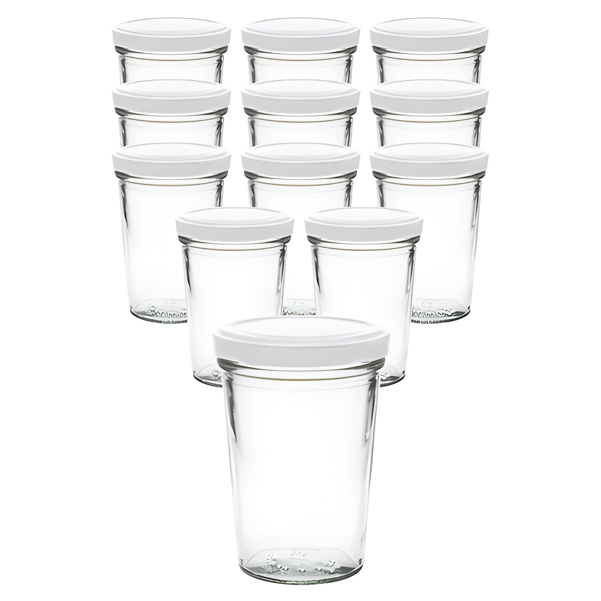 12er Set Becherglas 150 ml TO 66 mit Deckel weiß