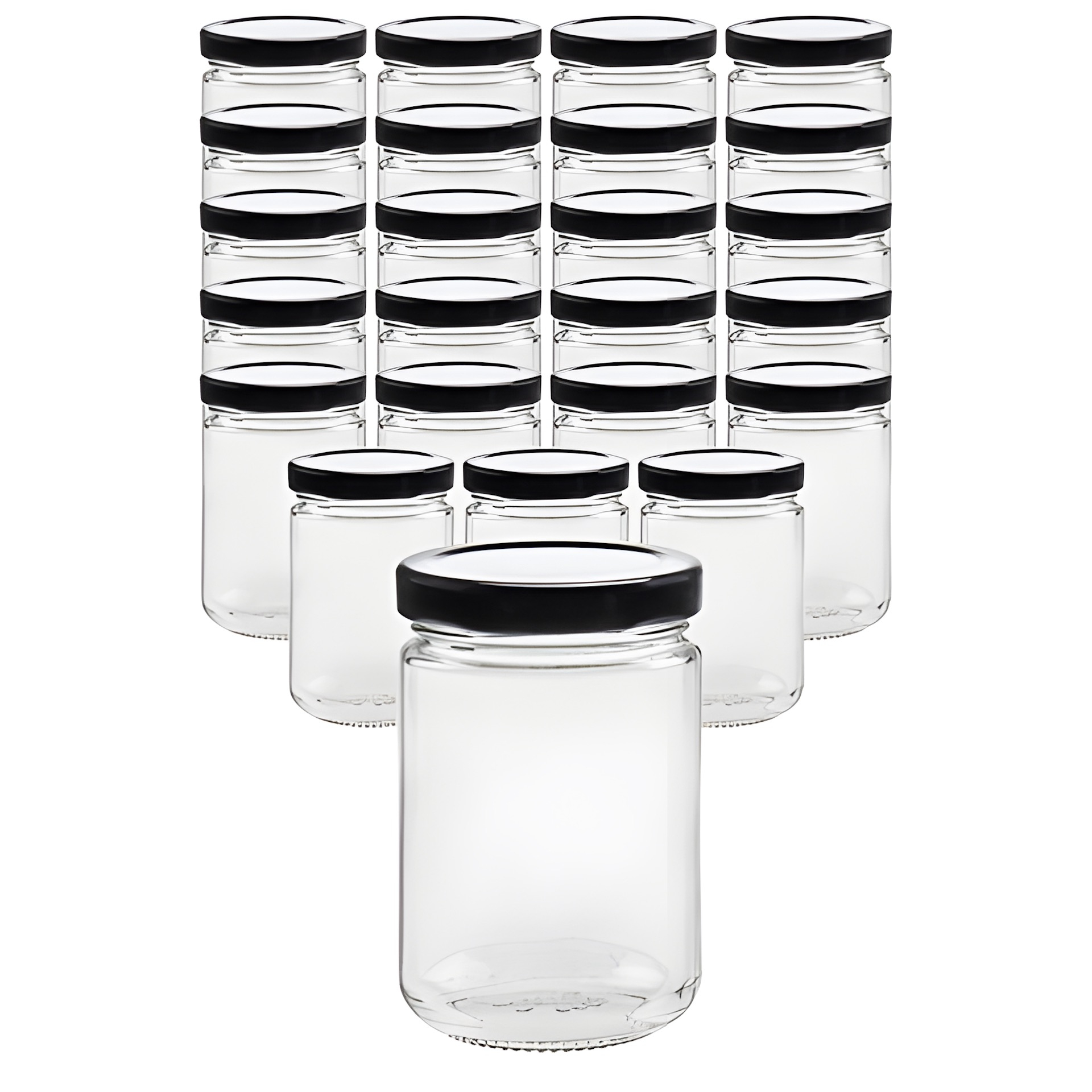 24er Set Rundglas 159 ml mit Deckel schwarz