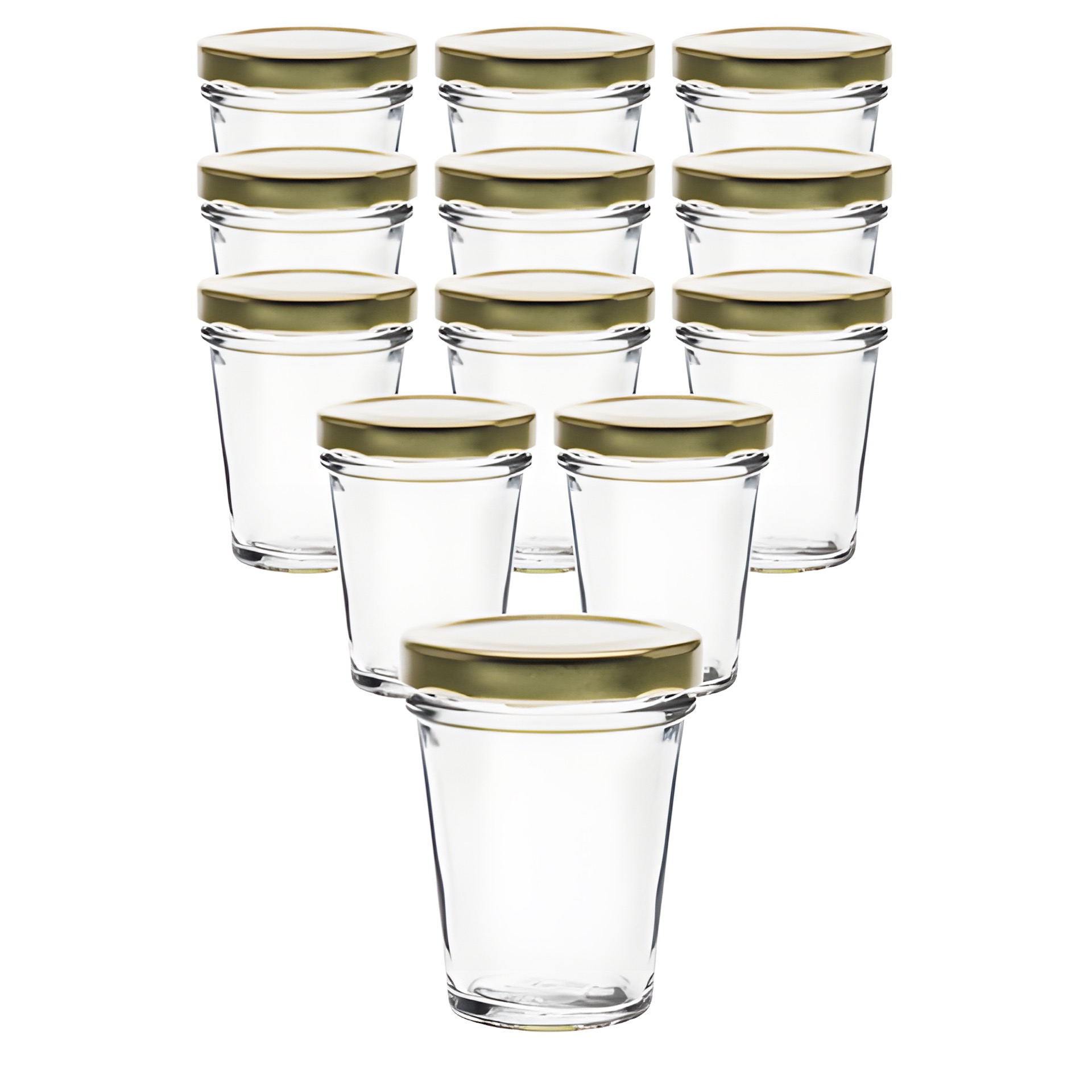 12er Set Becherglas 65 ml TO 58 mit Deckel gold
