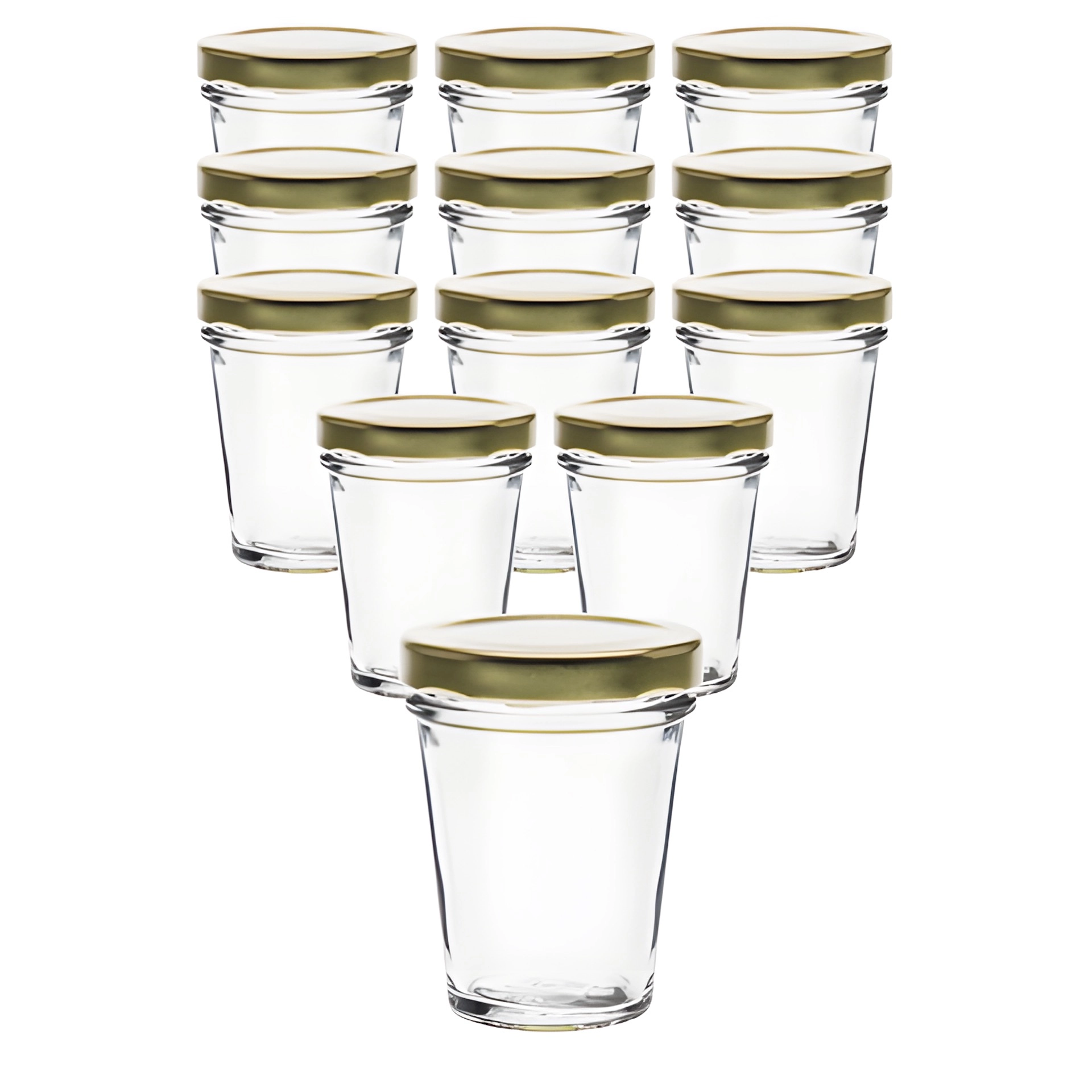 12er Set Becherglas 65 ml TO 58 mit Deckel gold