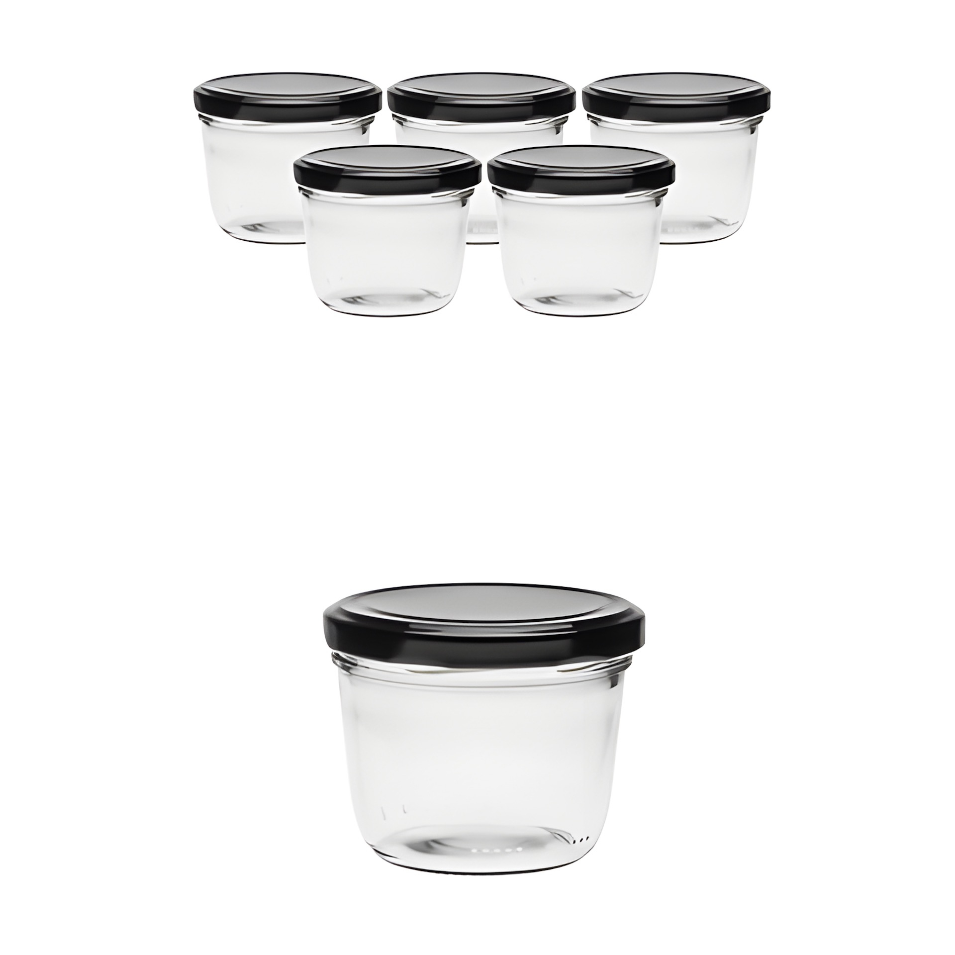 6er Set Sturzglas 230 ml mit Deckel schwarz
