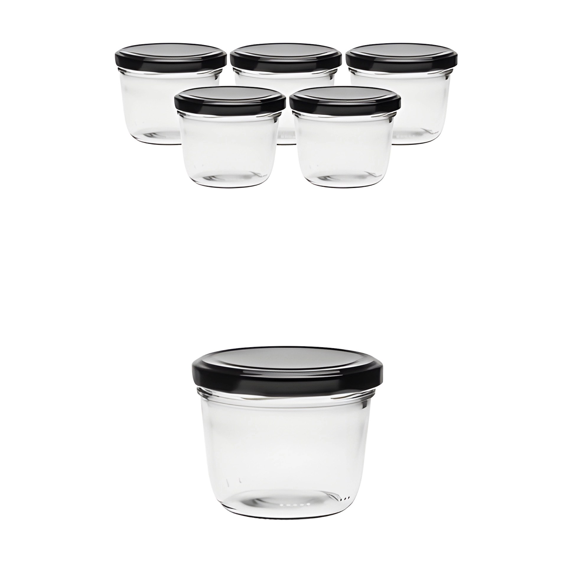 6er Set Sturzglas 230 ml mit Deckel schwarz