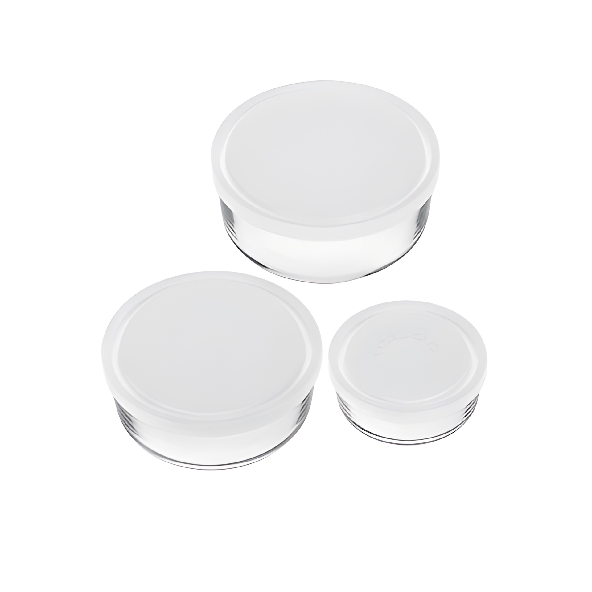 Glasschale 'Igloo' mit Deckel, weiß, 3er Set - 2. WAHL