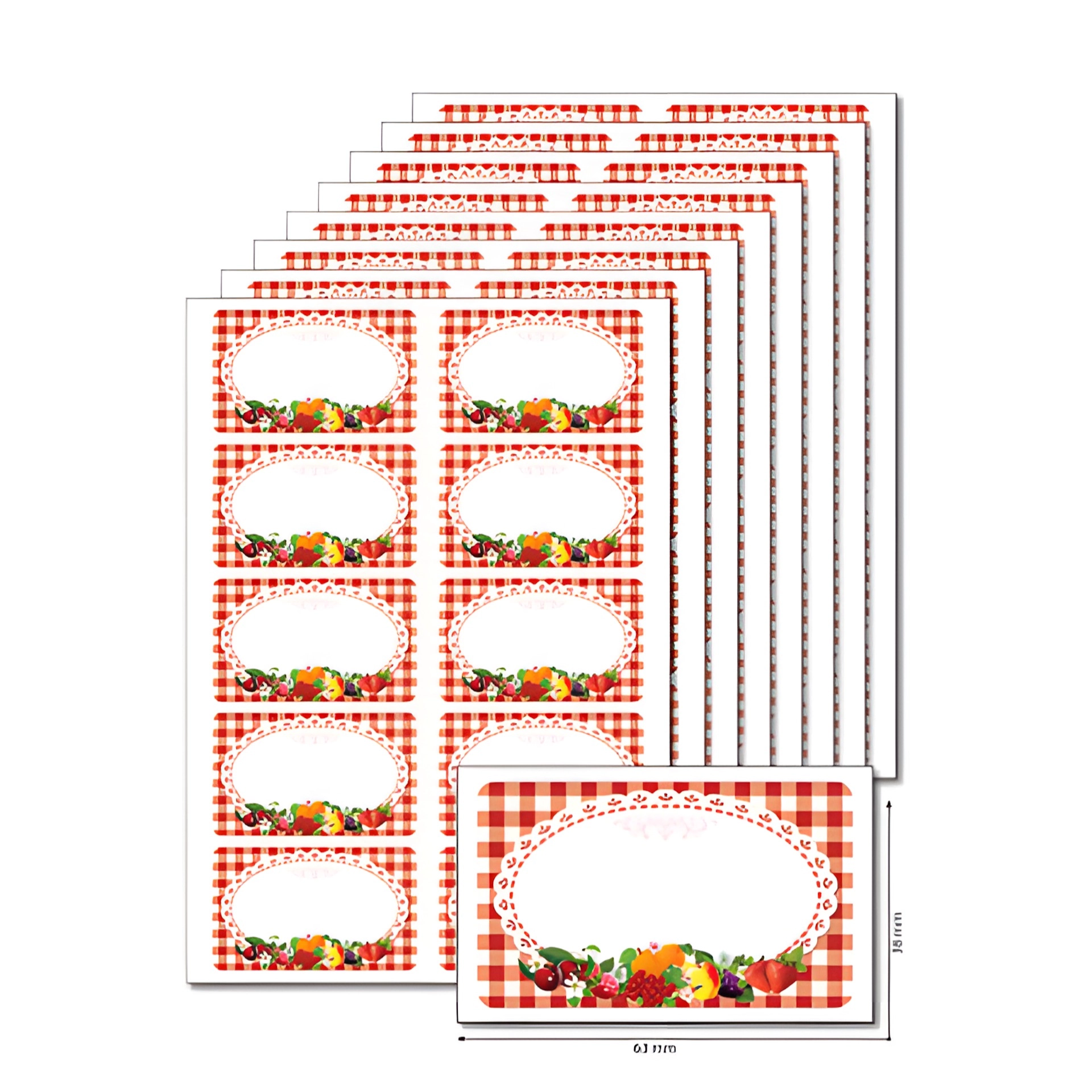 Etiketten 'Gemischte Früchte' 63 x 38 mm, A5, 80 Stück