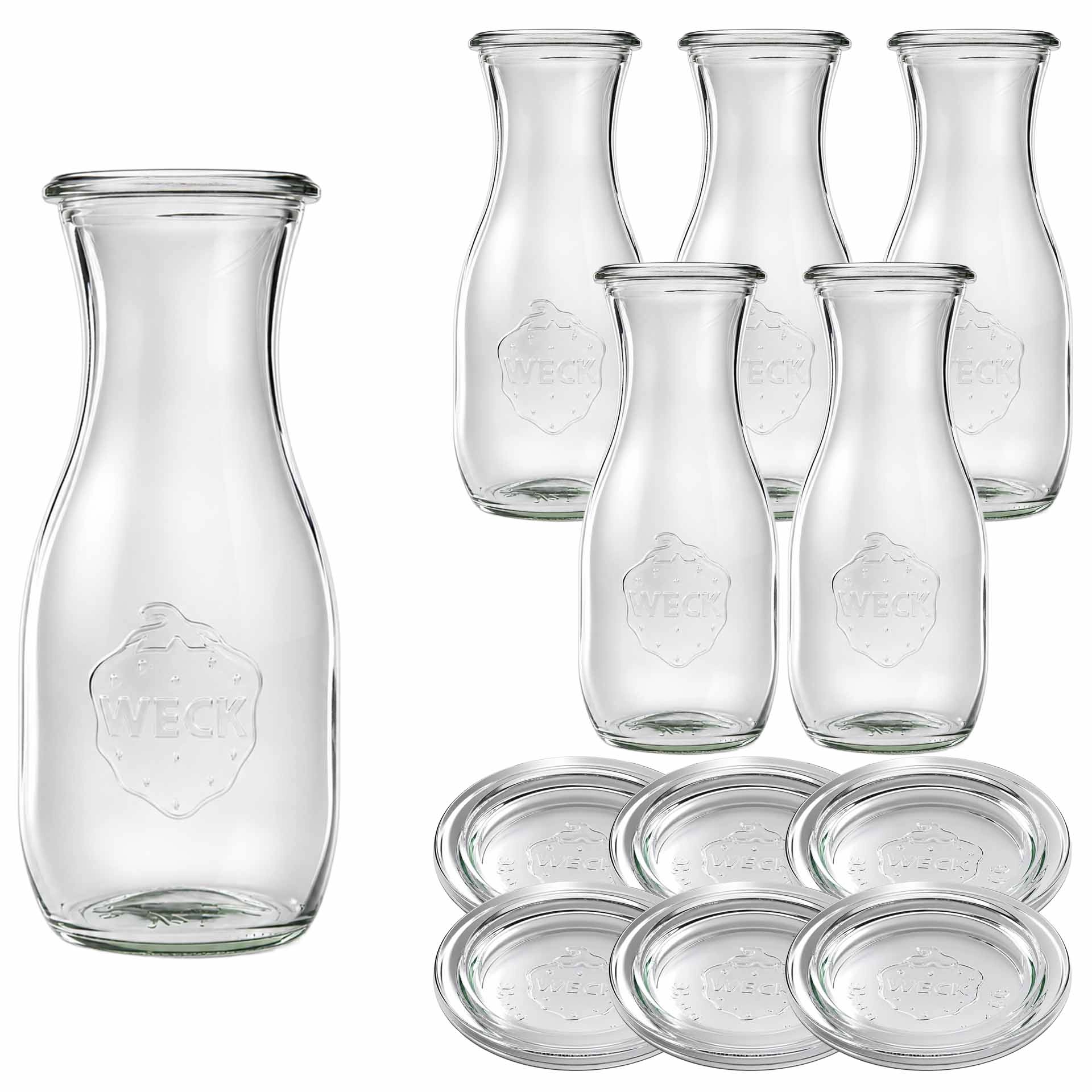 WECK-Saftflasche 530 ml mit Glasdeckel, 6 Stück