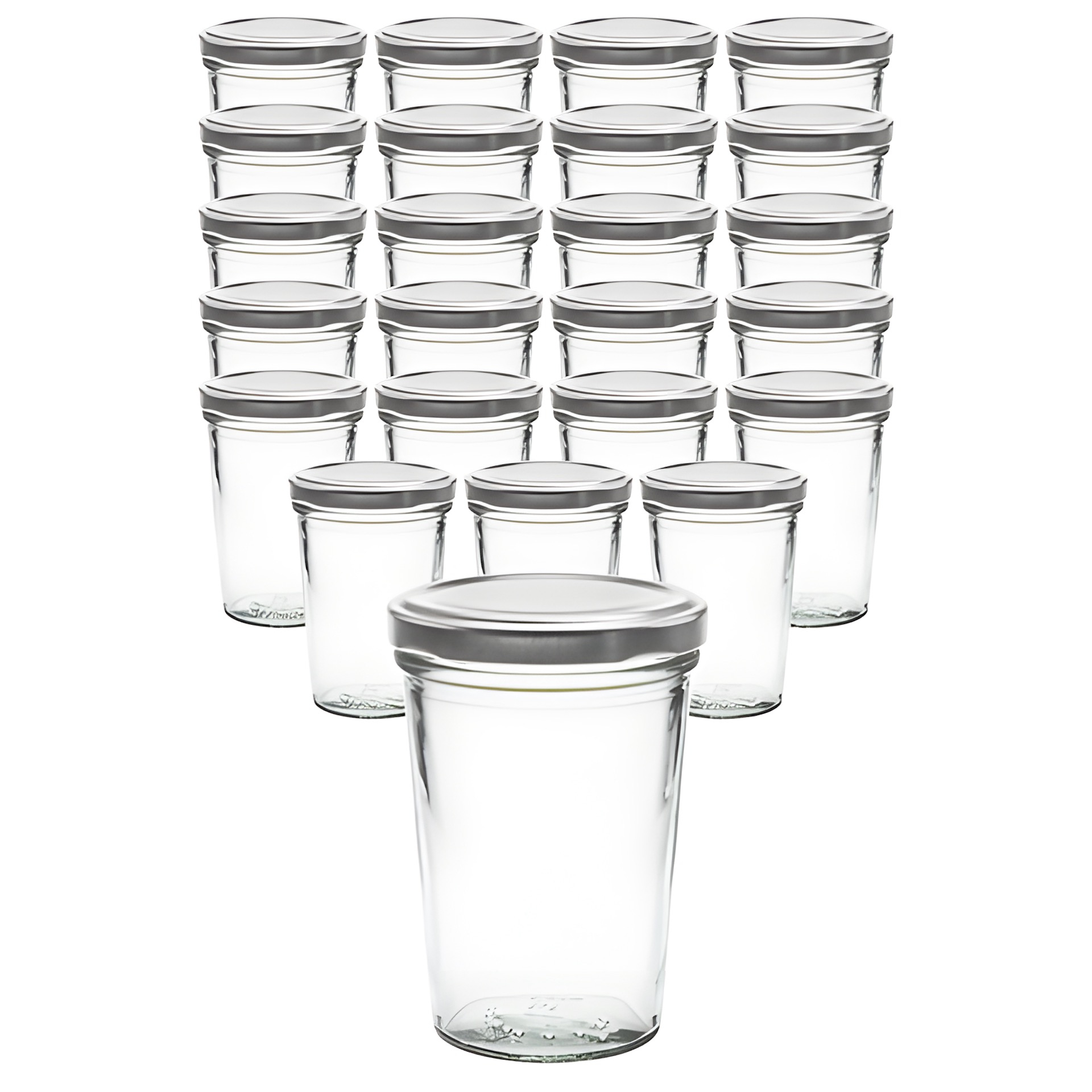 24er Set Becherglas 150 ml TO 66 mit Deckel silber