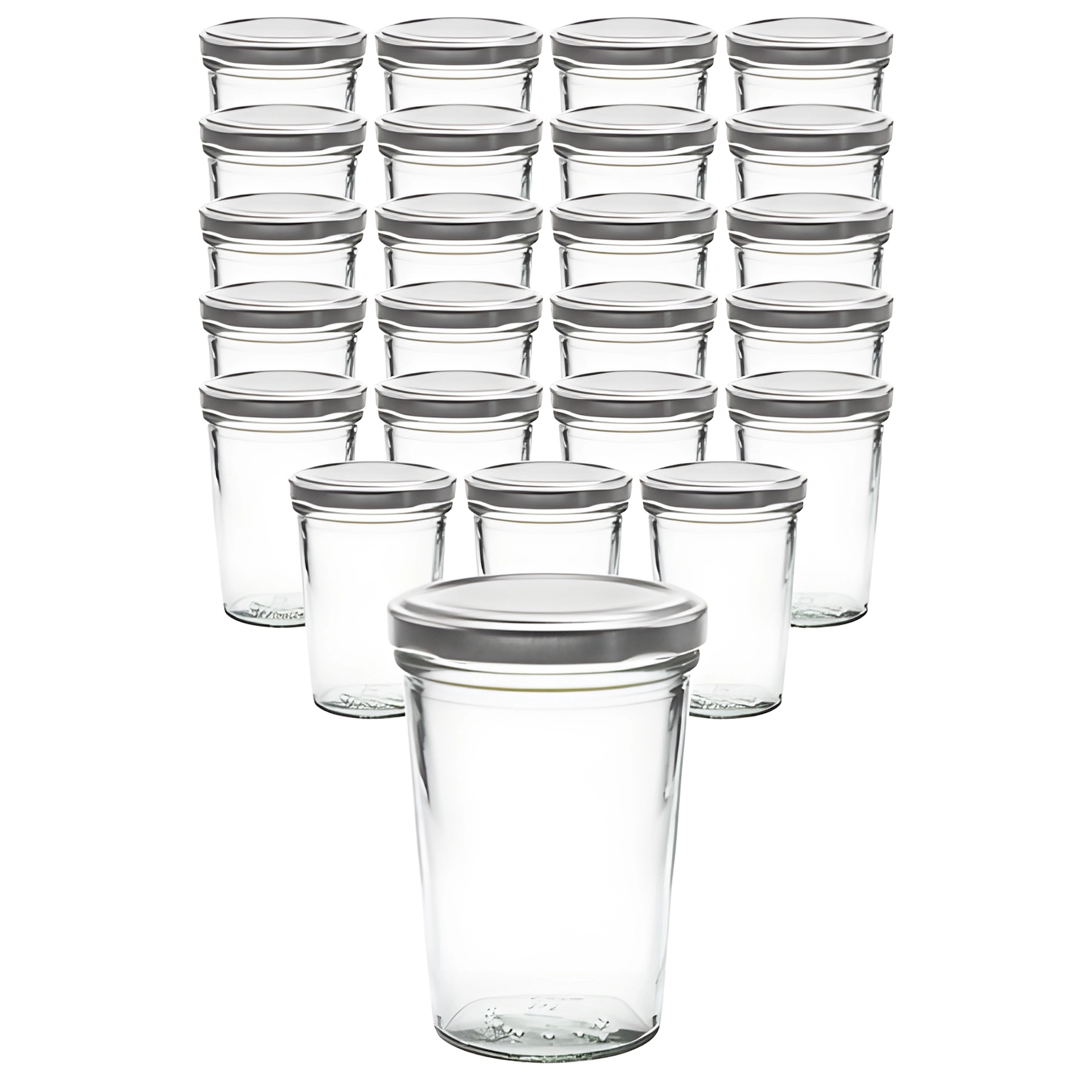 24er Set Becherglas 150 ml TO 66 mit Deckel silber