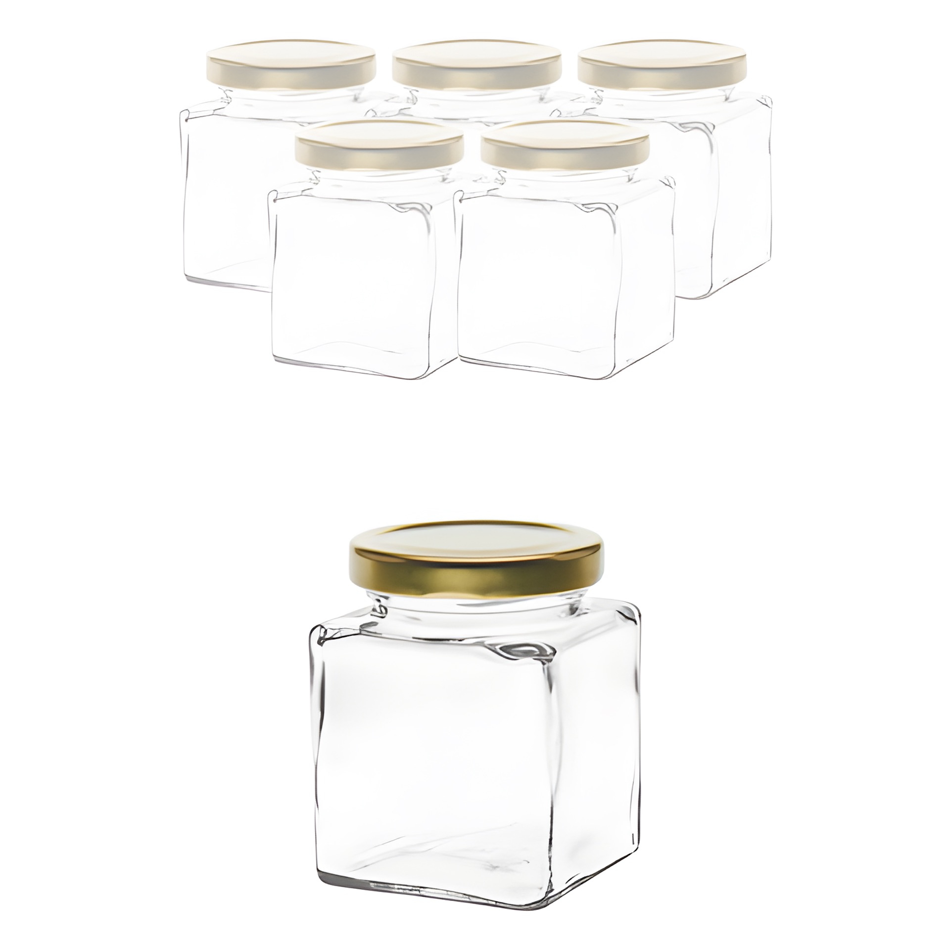 Set Quadratglas 212 ml mit Deckel
