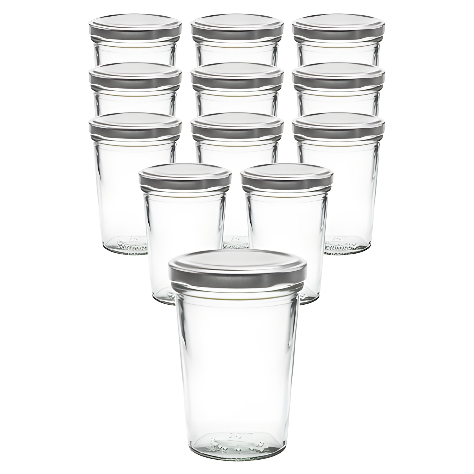 12er Set Becherglas 150 ml TO 66 mit Deckel silber