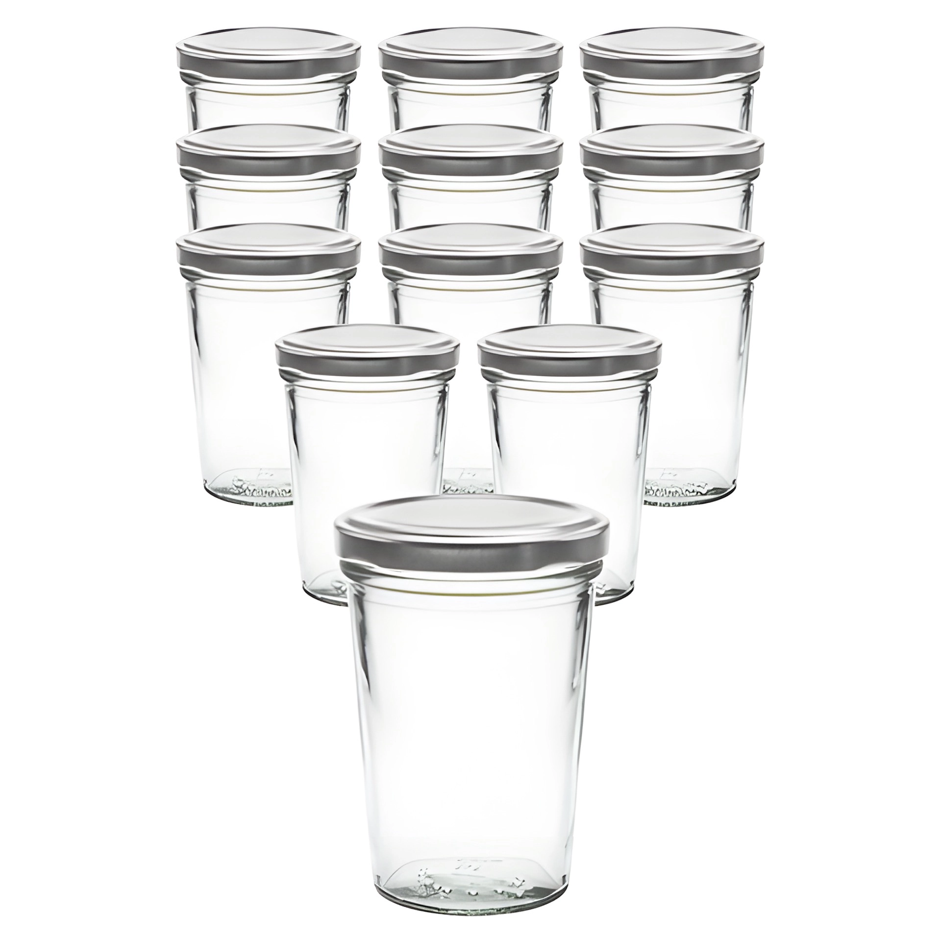 12er Set Becherglas 150 ml TO 66 mit Deckel silber