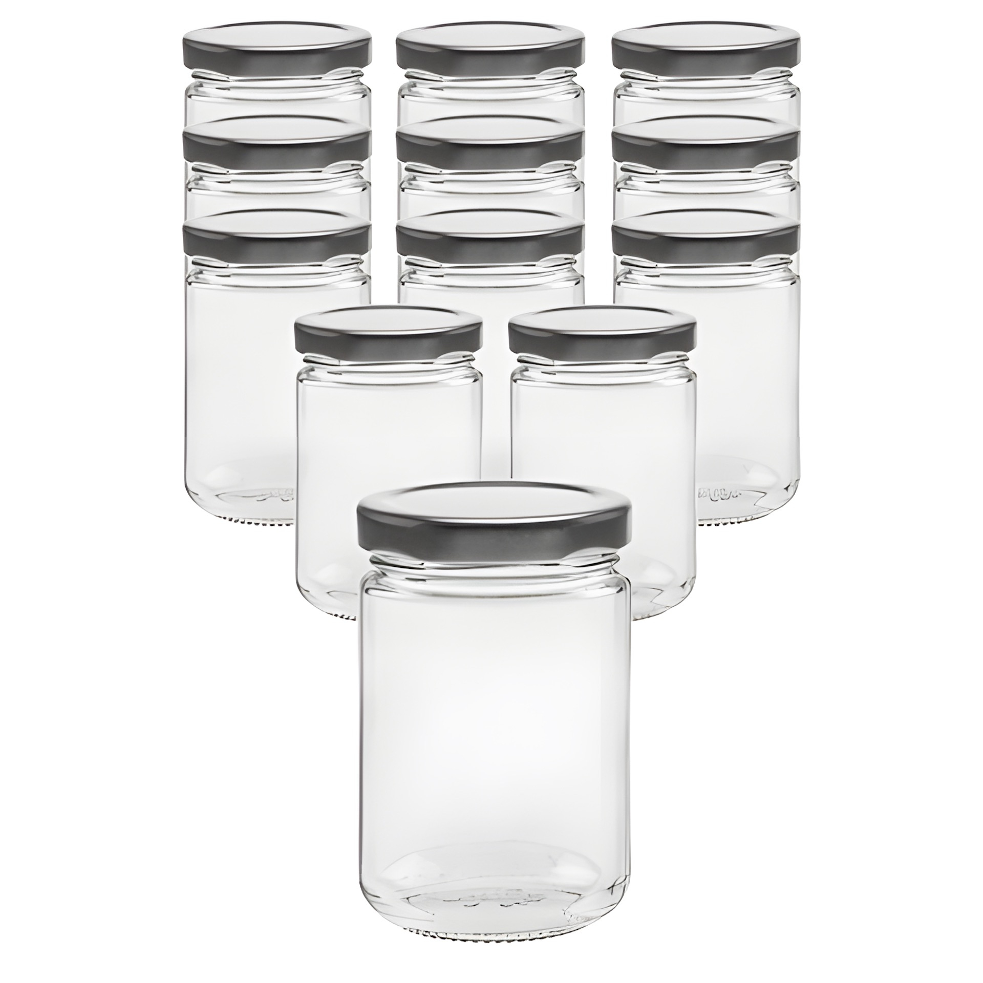 12er Set Rundglas 159 ml mit Deckel silber