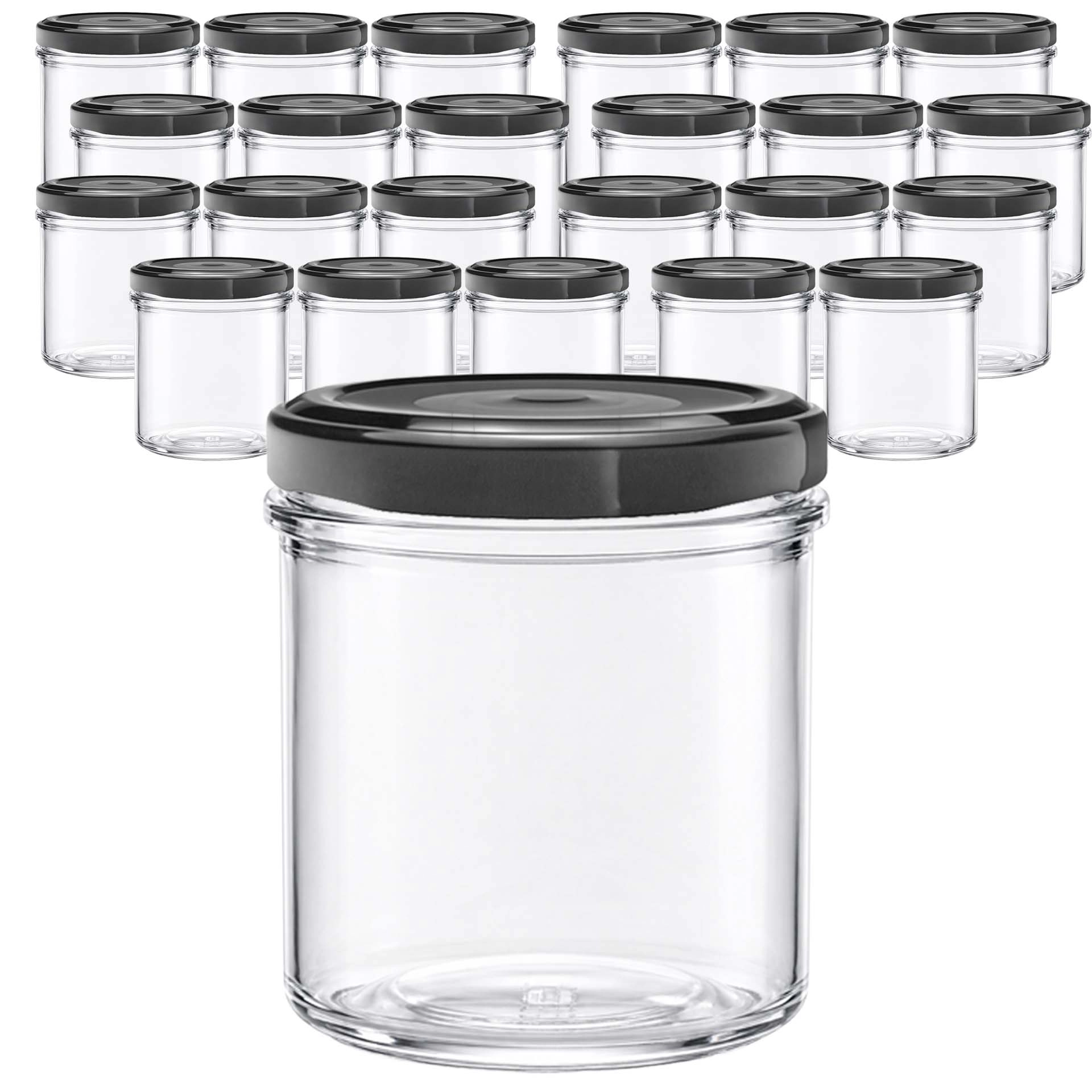 24er Set Sturzglas 167 ml mit Deckel schwarz